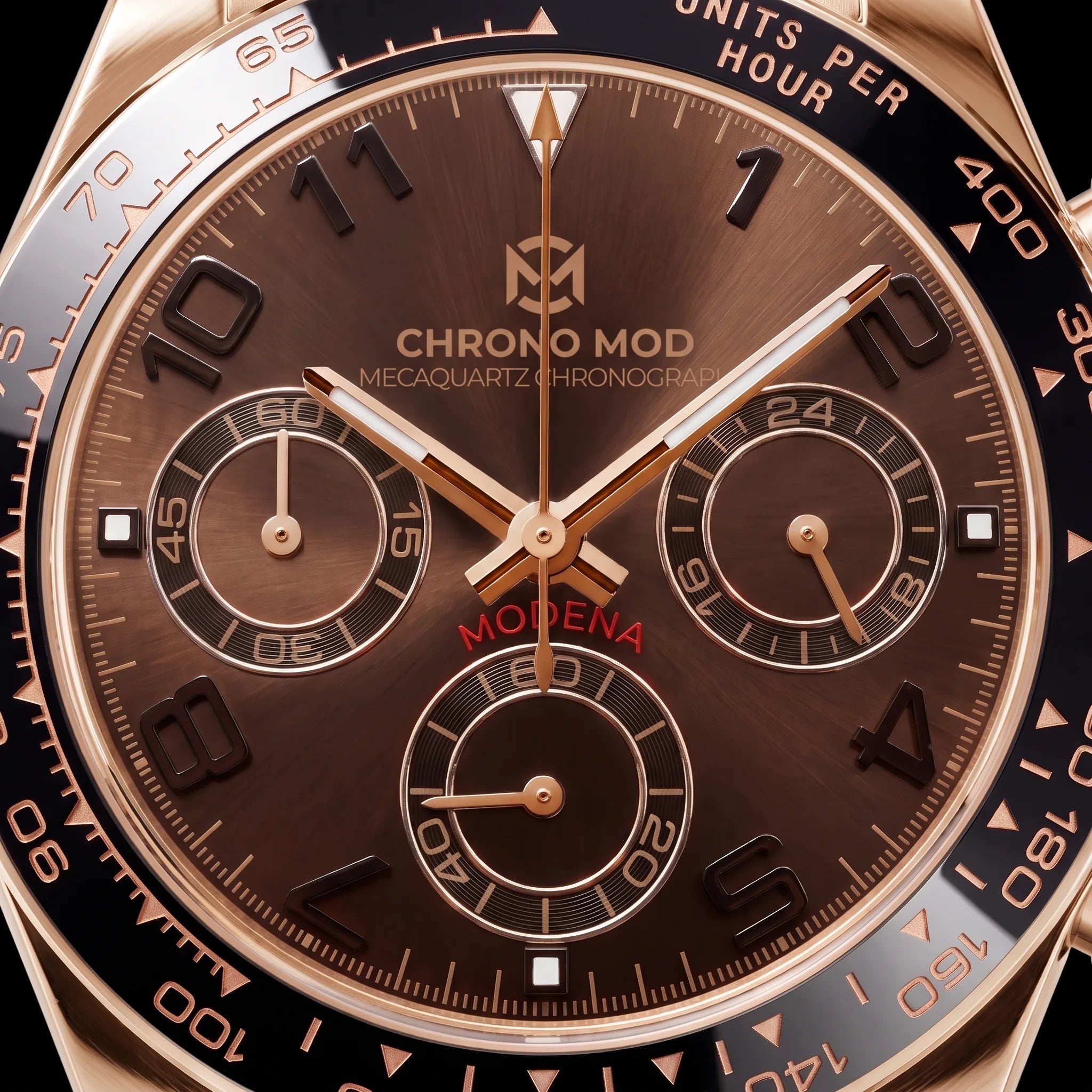 Chrono Mod Modena chocolate cadran-macro