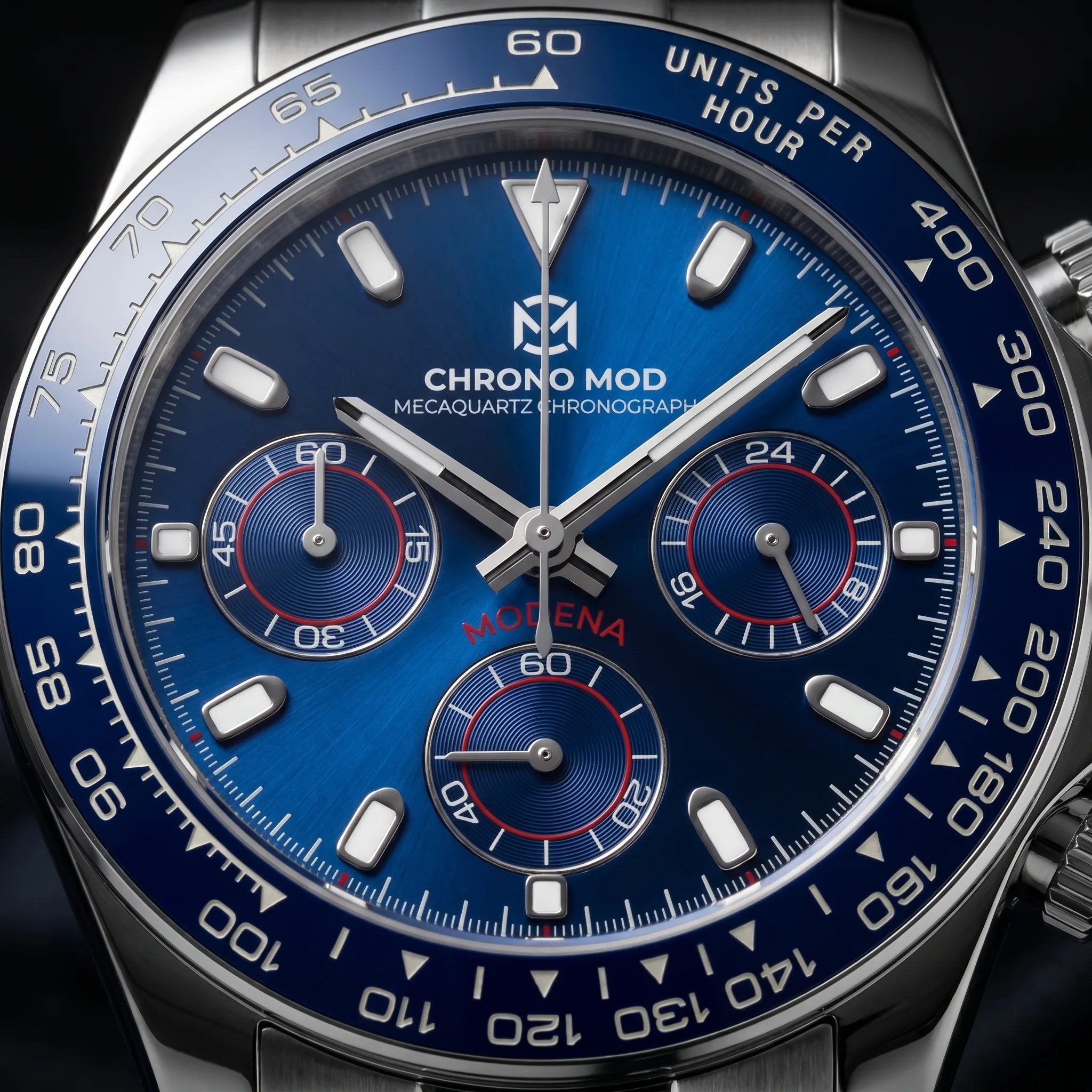 Chrono Mod Modena royal-blue cadran-macro