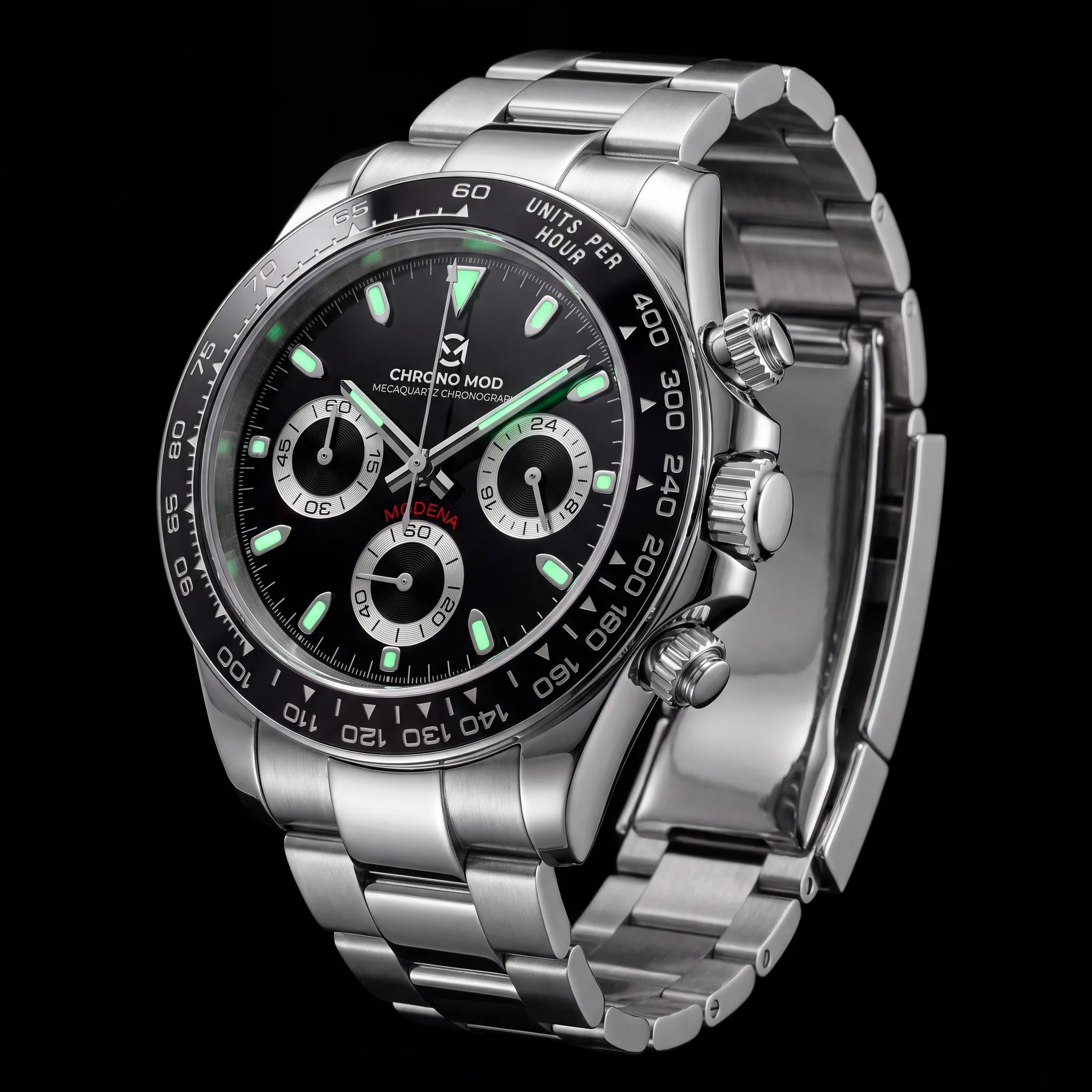 Chrono Mod Modena black-chronograph lume-nuit