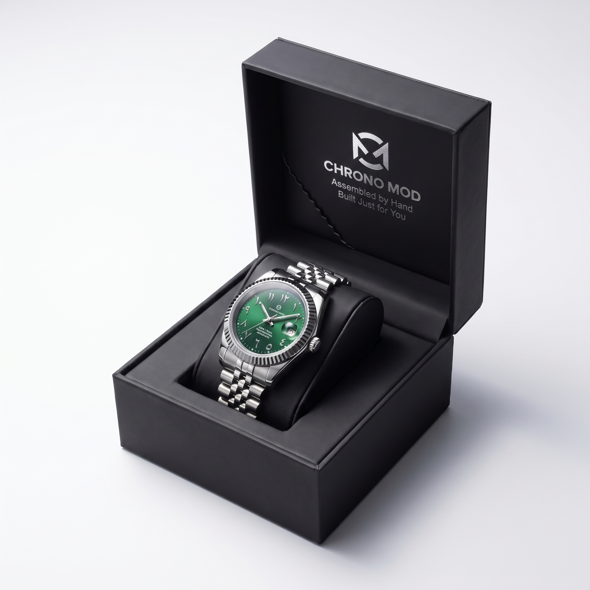 Classic Date – Profesional con esfera árabe verde