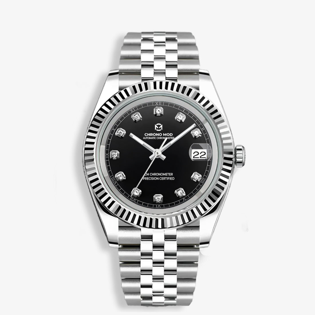 Classic Date – Black Oyster Gem Dial Chrono Mod