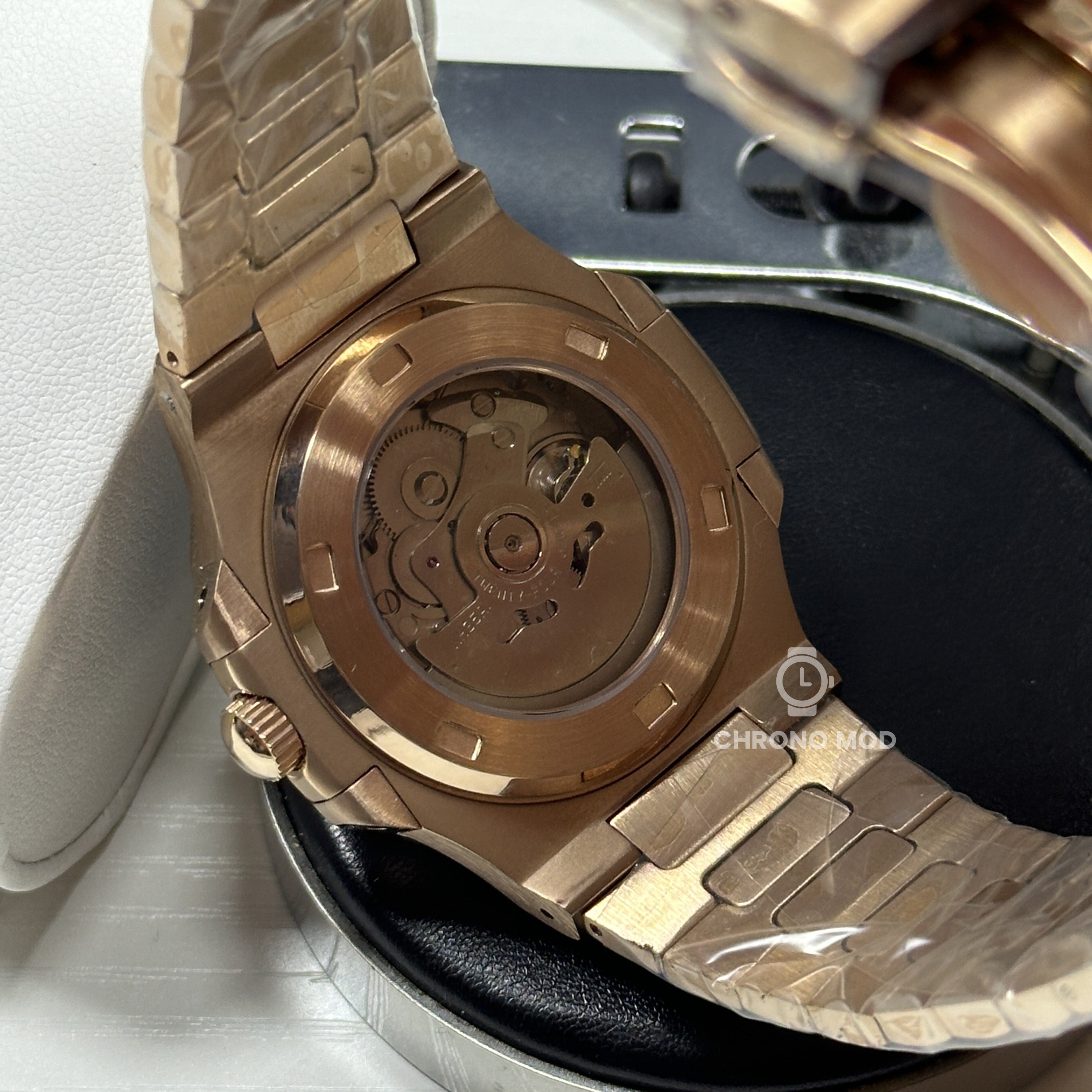 Seiko Mod Nautilus Rose Gold | Brown