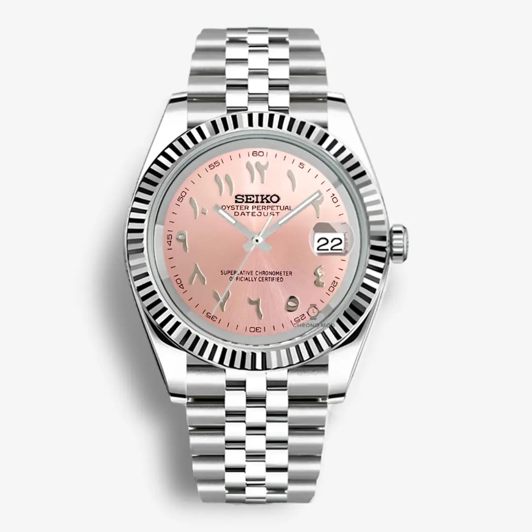 Seiko Mod Datejust Arabic Oyster Perpetual | Pink Chrono Mod