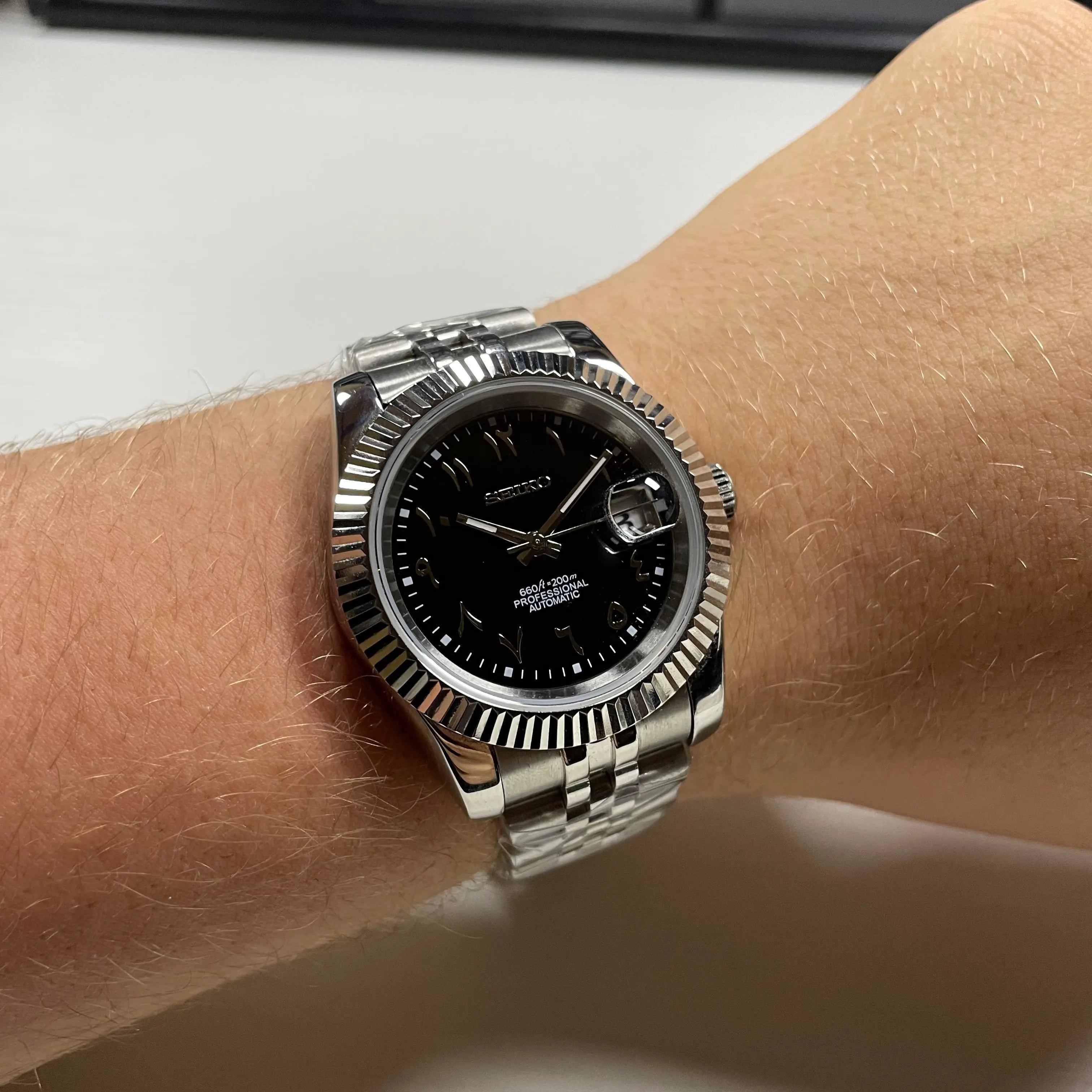 Seiko Mod Datejust Arabic Professional | Black - Chrono Mod