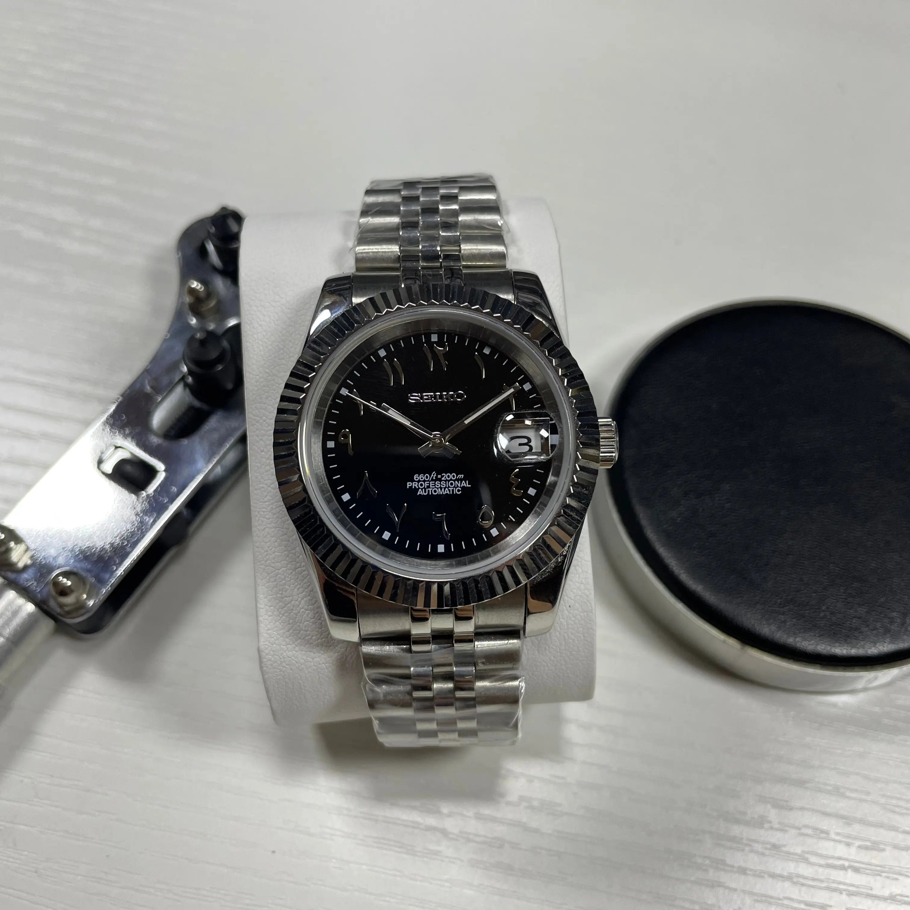 Seiko Mod Datejust Arabic Professional | Black - Chrono Mod