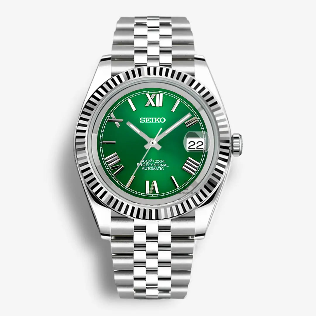 Seiko Mod Datejust Roman | Green Chrono Mod