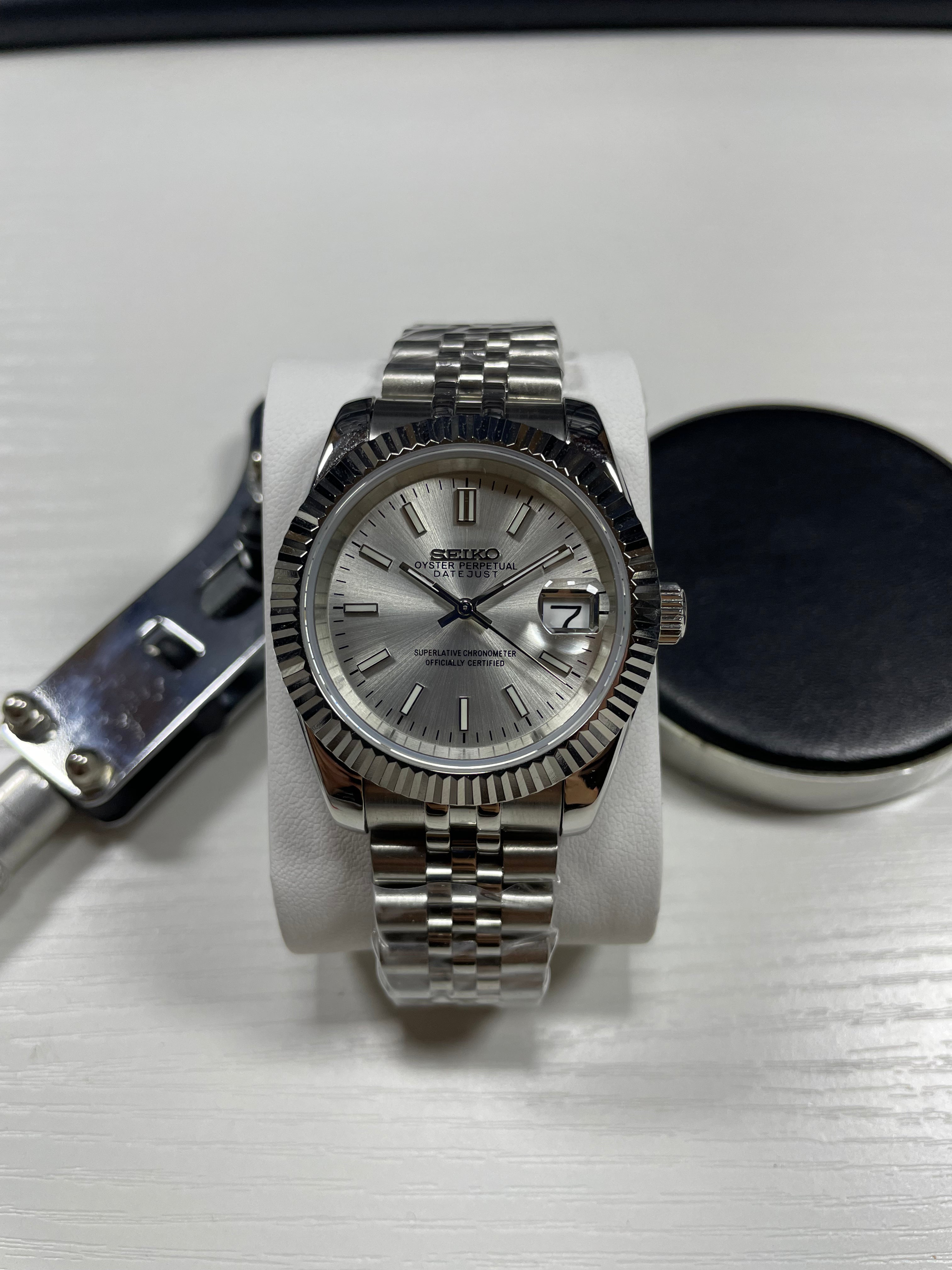 Seiko Mod Datejust Sunburst | White Chrono Mod