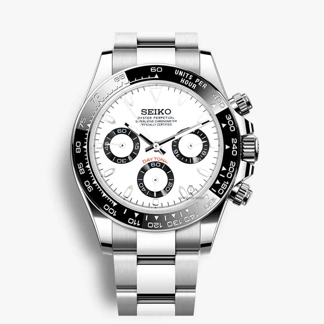 Seiko Mod Daytona Cosmograph Rubber Strap | White Chrono Mod