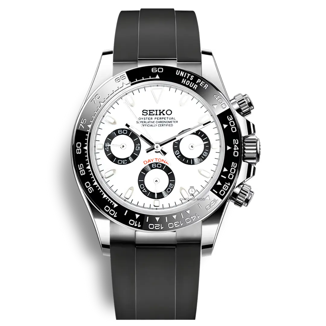Seiko Mod Daytona Cosmograph Rubber Strap | White - Chrono Mod