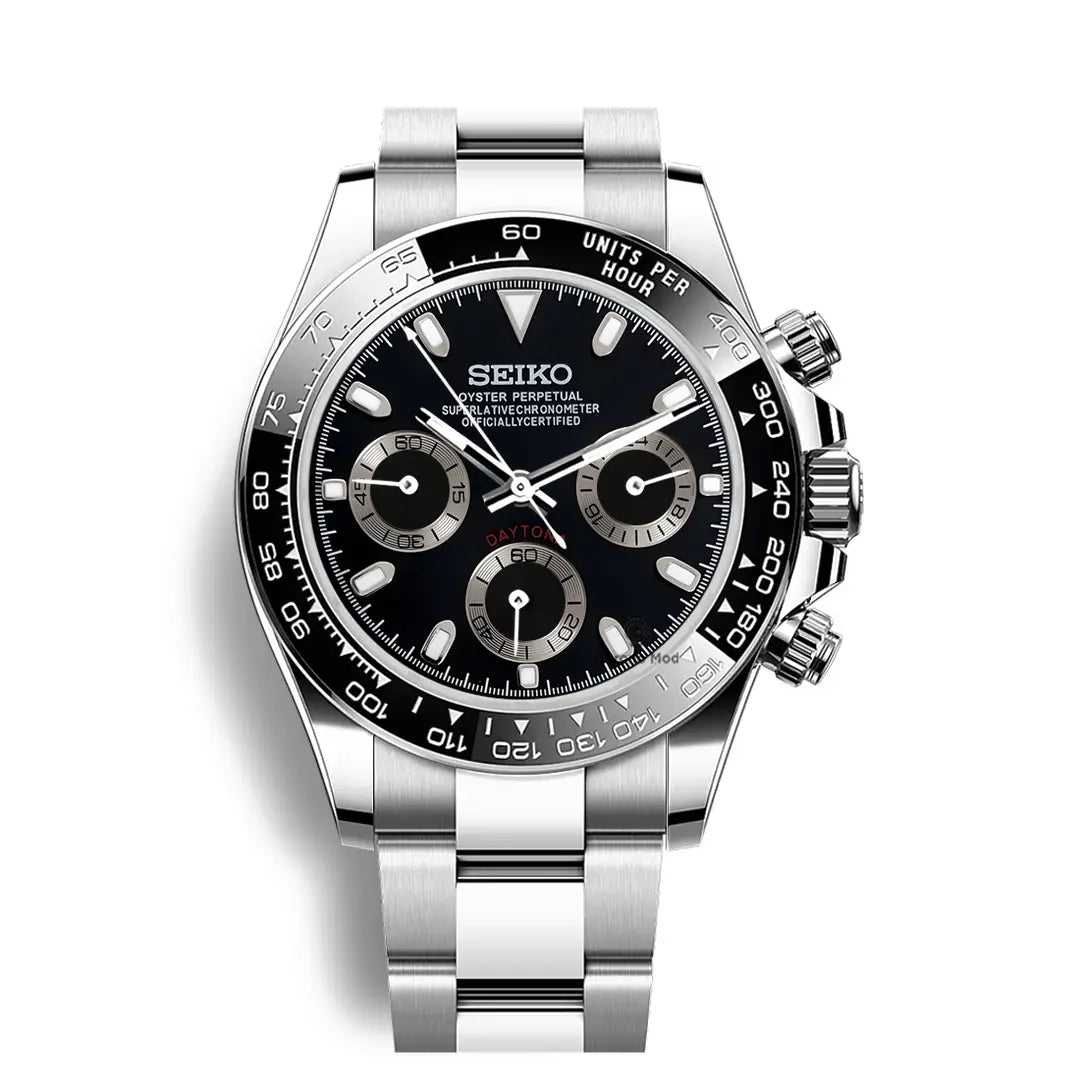 Seiko Mod Daytona Cosmograph | Black - Chrono Mod
