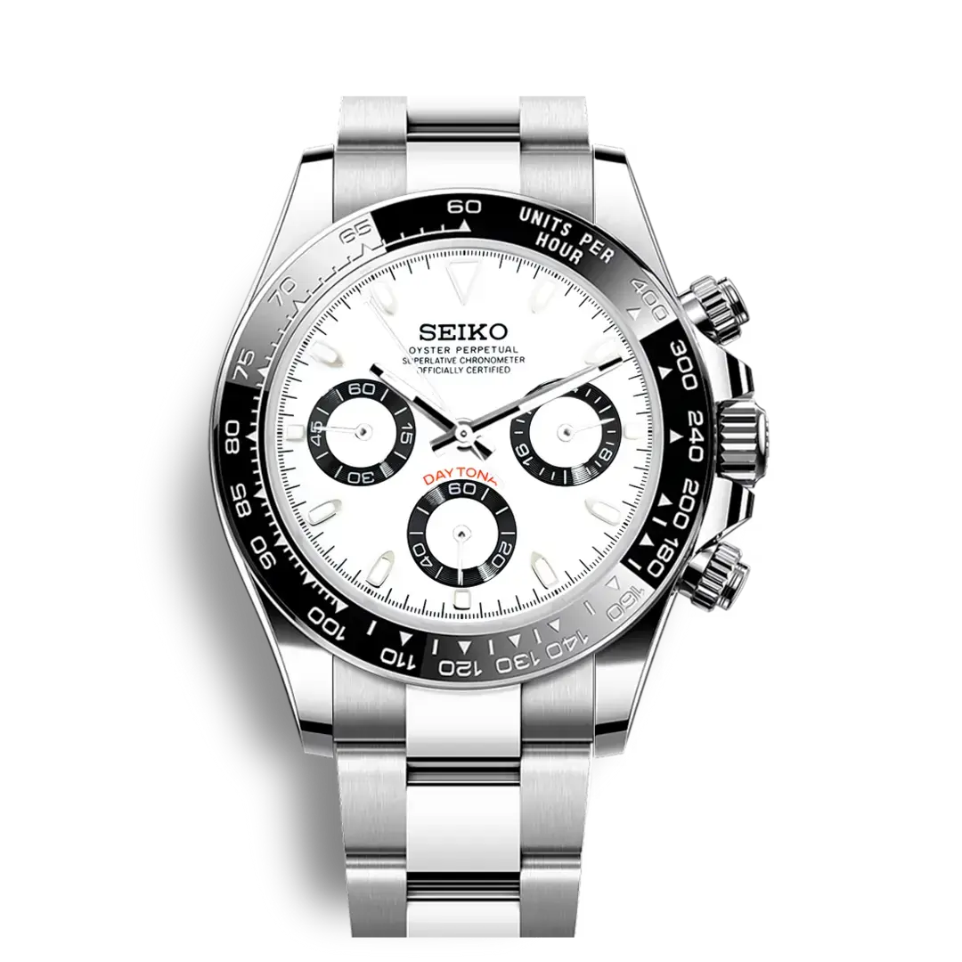 Seiko Mod Daytona Cosmograph | White & Black - Chrono Mod