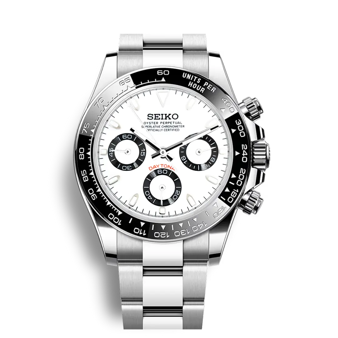 Seiko Mod Daytona Cosmograph | White & Black - Chrono Mod