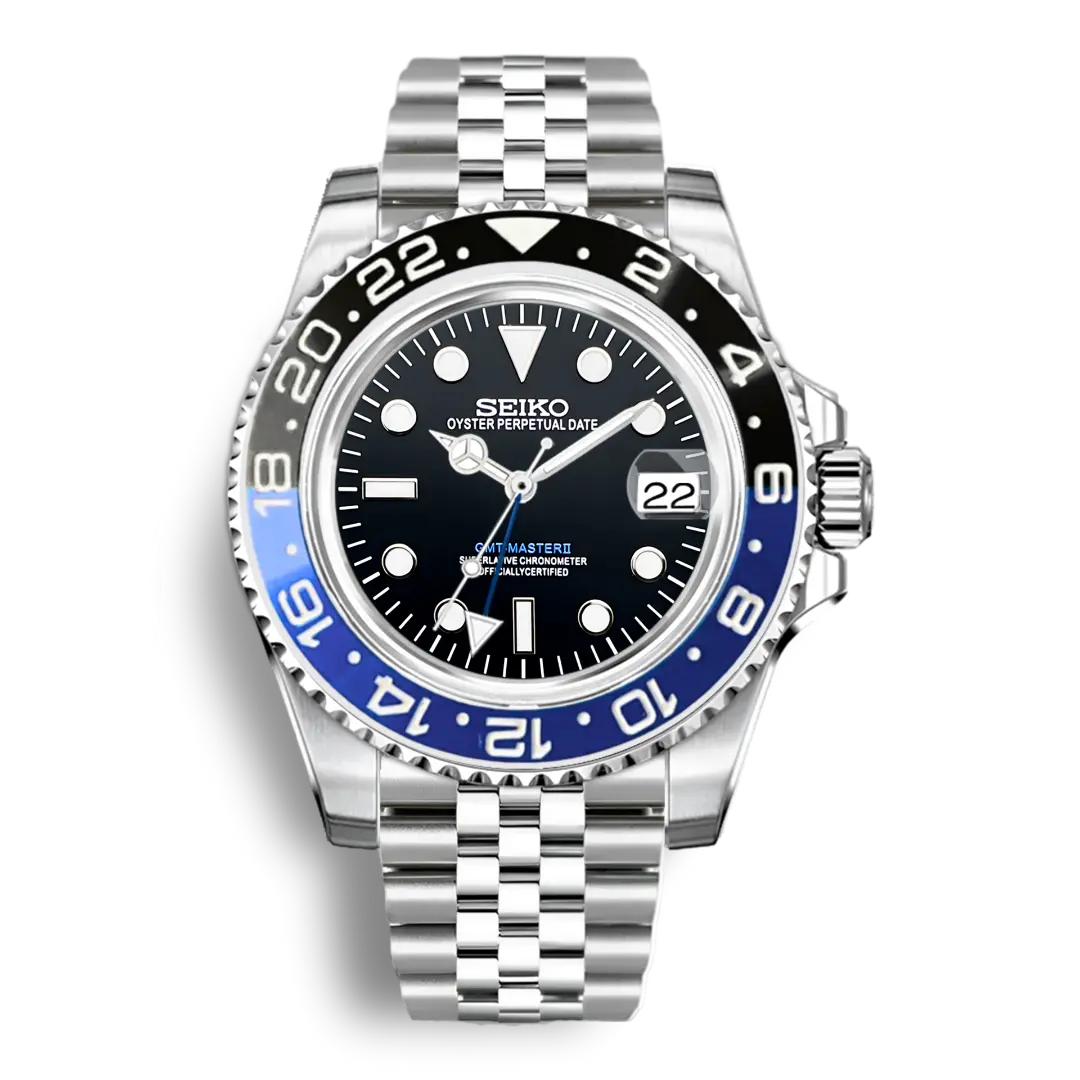 Seiko Mod Gmt | Black & Blue - Chrono Mod