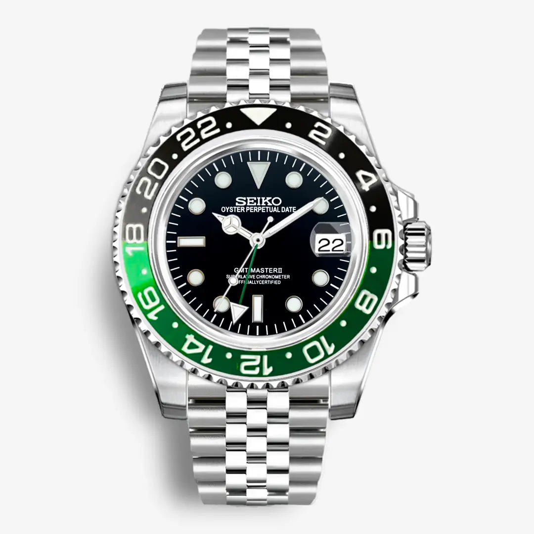 Seiko Mod Gmt | Black & Green Chrono Mod