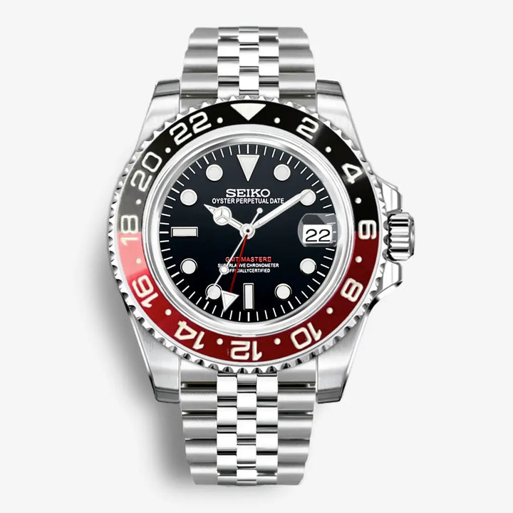 Seiko Mod Gmt | Negro y Rojo