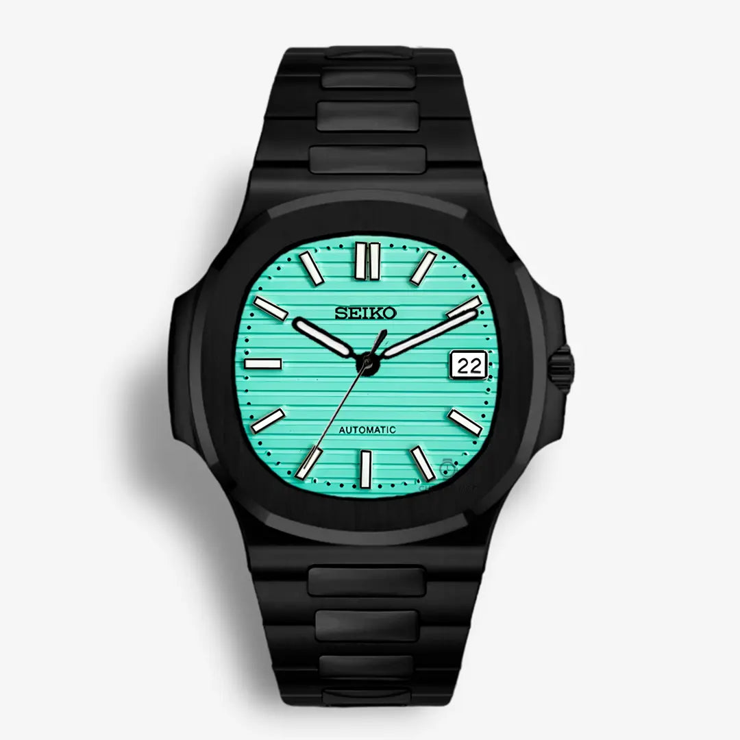 Seiko Mod Nautilus Black | Tiffany Blue Chrono Mod