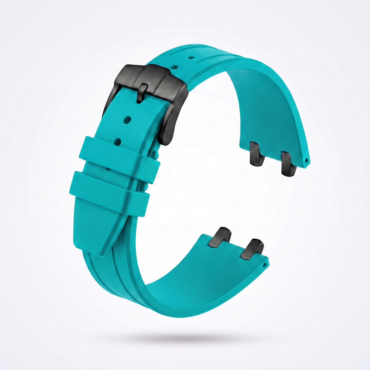 Turquoise 26 mm rubber watch strap for the Apex case with matte black PVD pin buckle