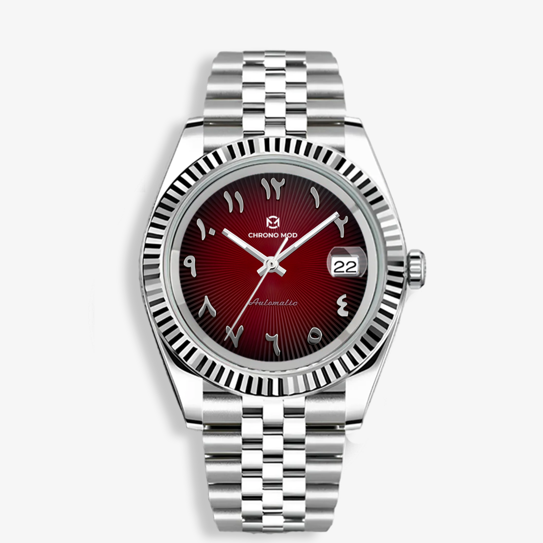Classic Date – Red Arabic Dial Chrono Mod