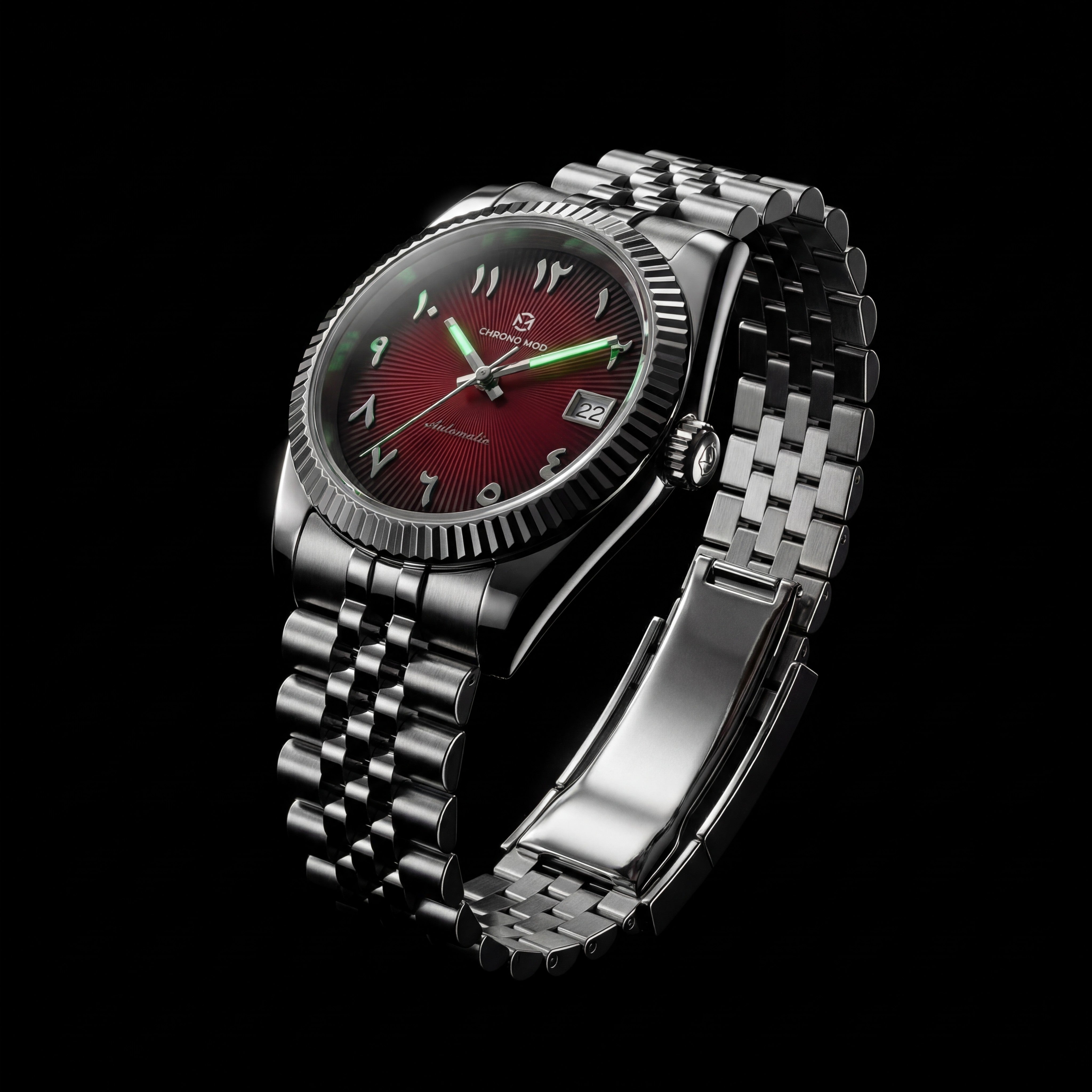 Classic Date – Red Arabic Dial Chrono Mod
