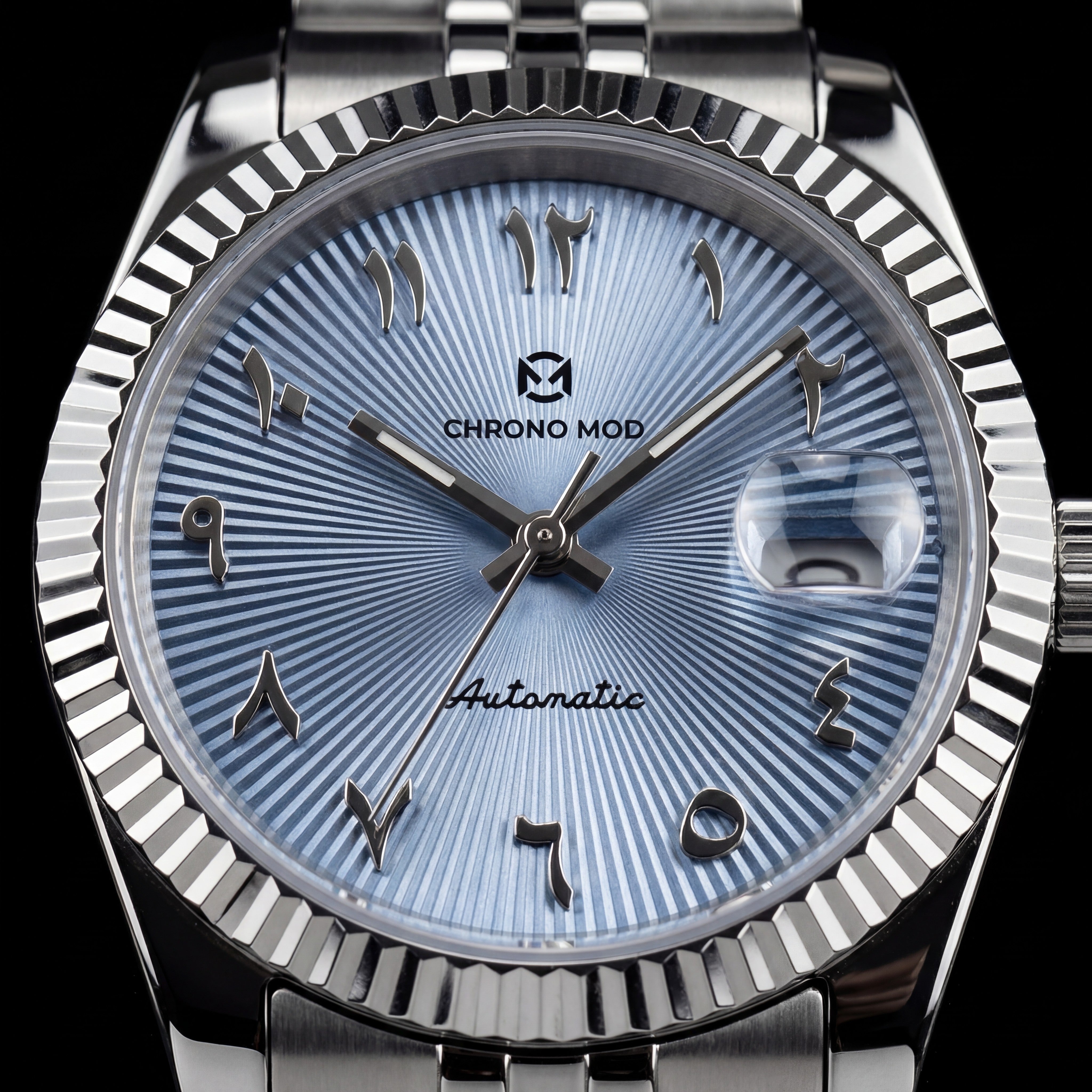 Classic Date – Sky Blue Arabic Dial Chrono Mod