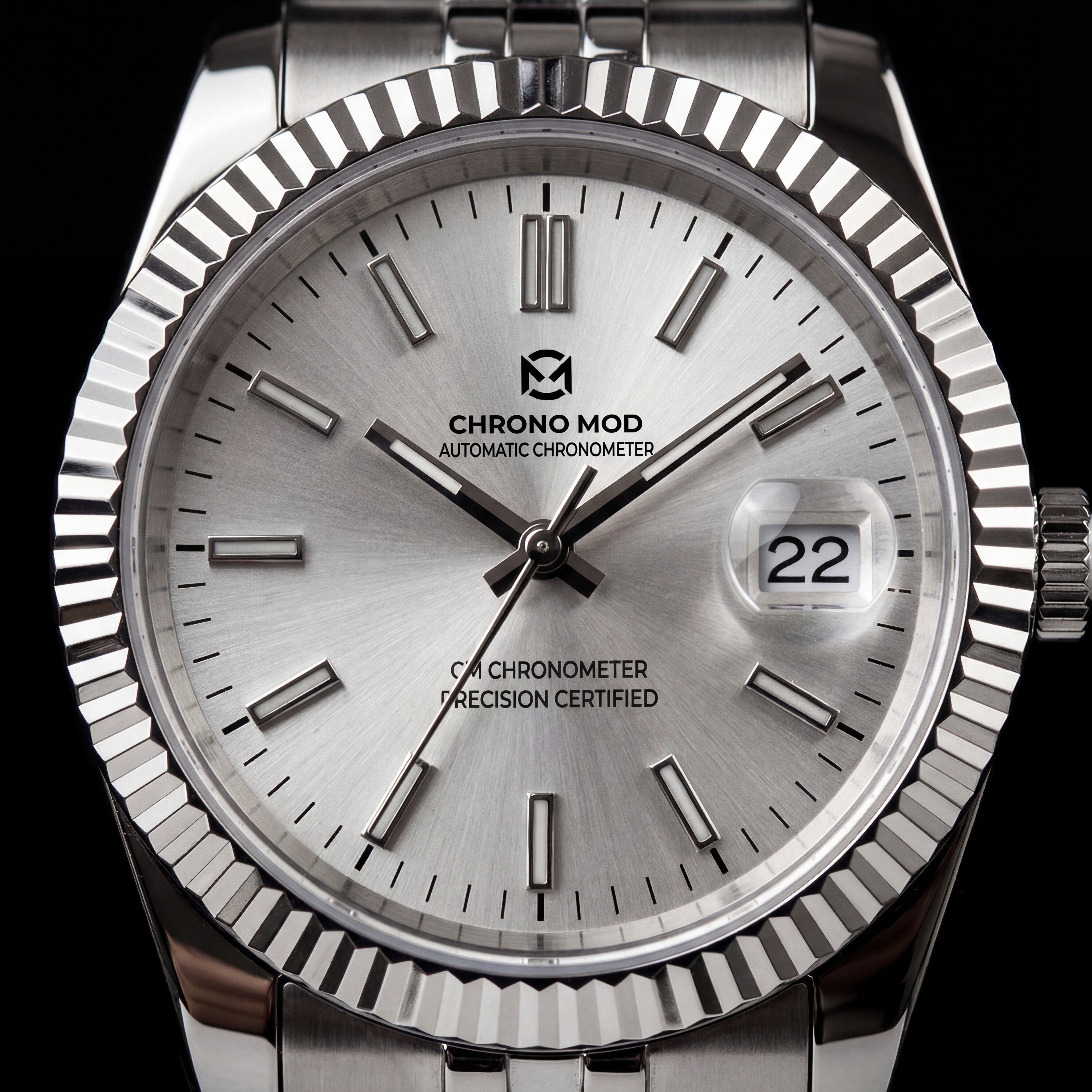 Classic Date – White Sunburst Dial Chrono Mod