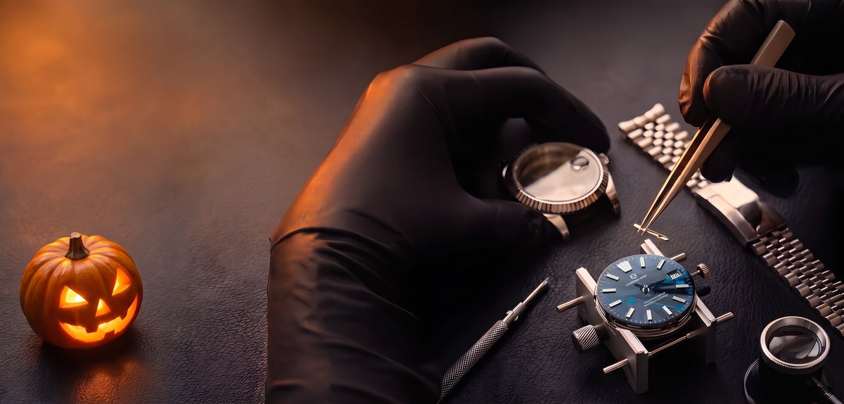 Chrono Mod, assemblage à la main d'une montre, nuit d'Halloween