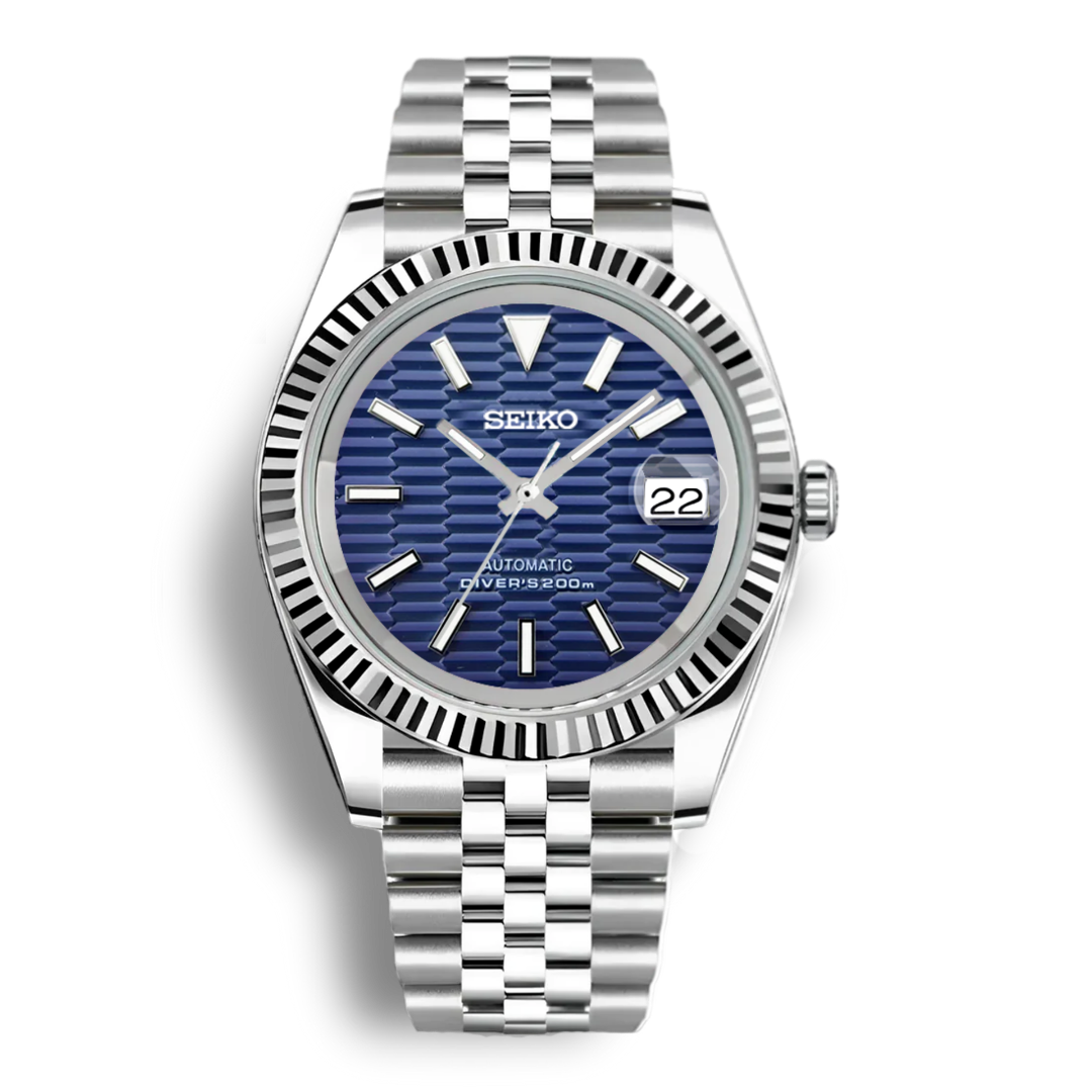 Montre de plongée Seiko Mod Datejust | Bleue