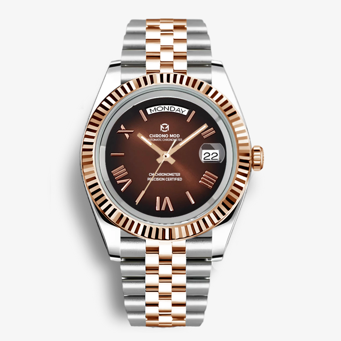 Classic Date – Rosa dorado degradado marrón Day-Date romano