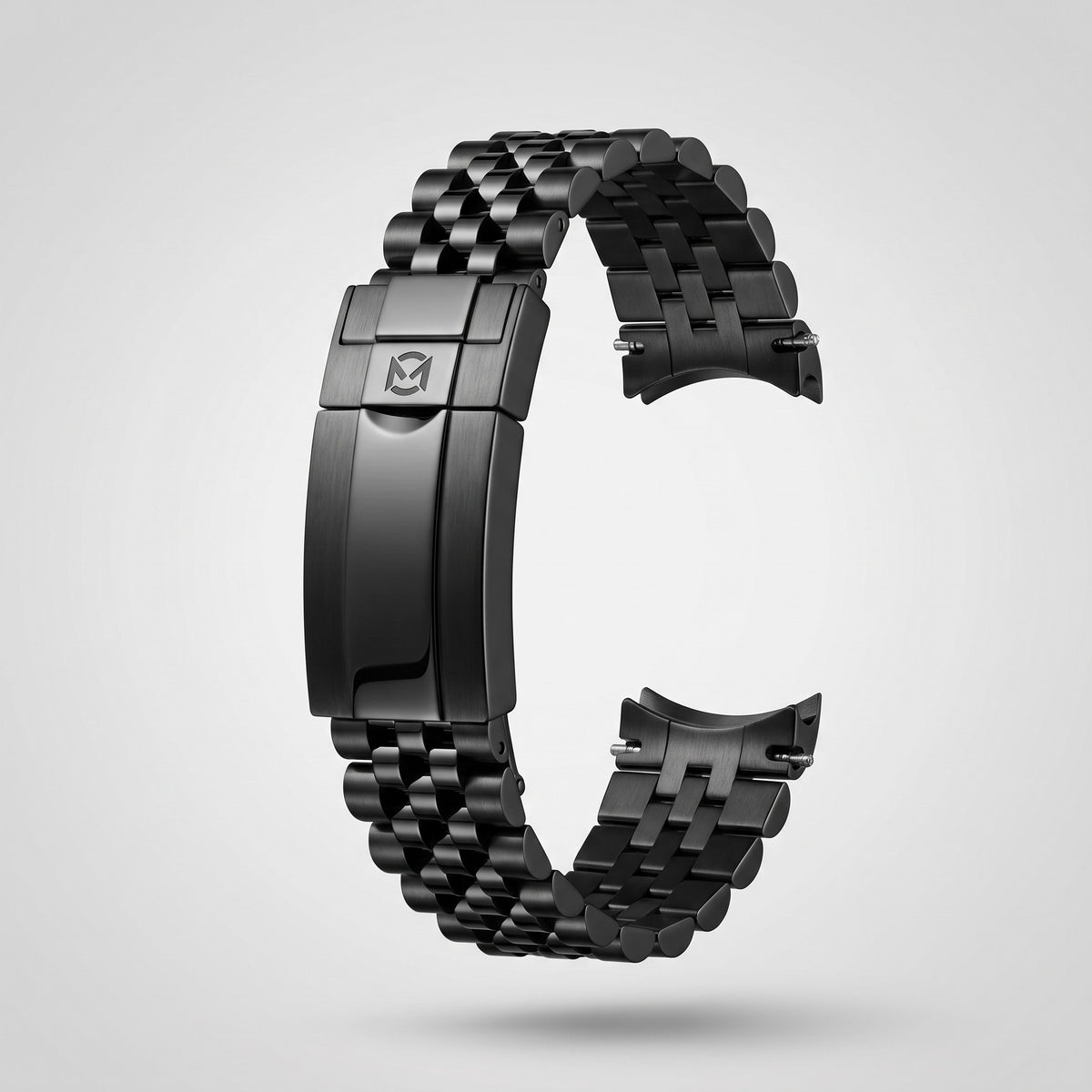 Classic Black Jubilee bracelet 20 mm in black PVD 904L steel, five rows, folding clasp engraved with the Chrono Mod logo