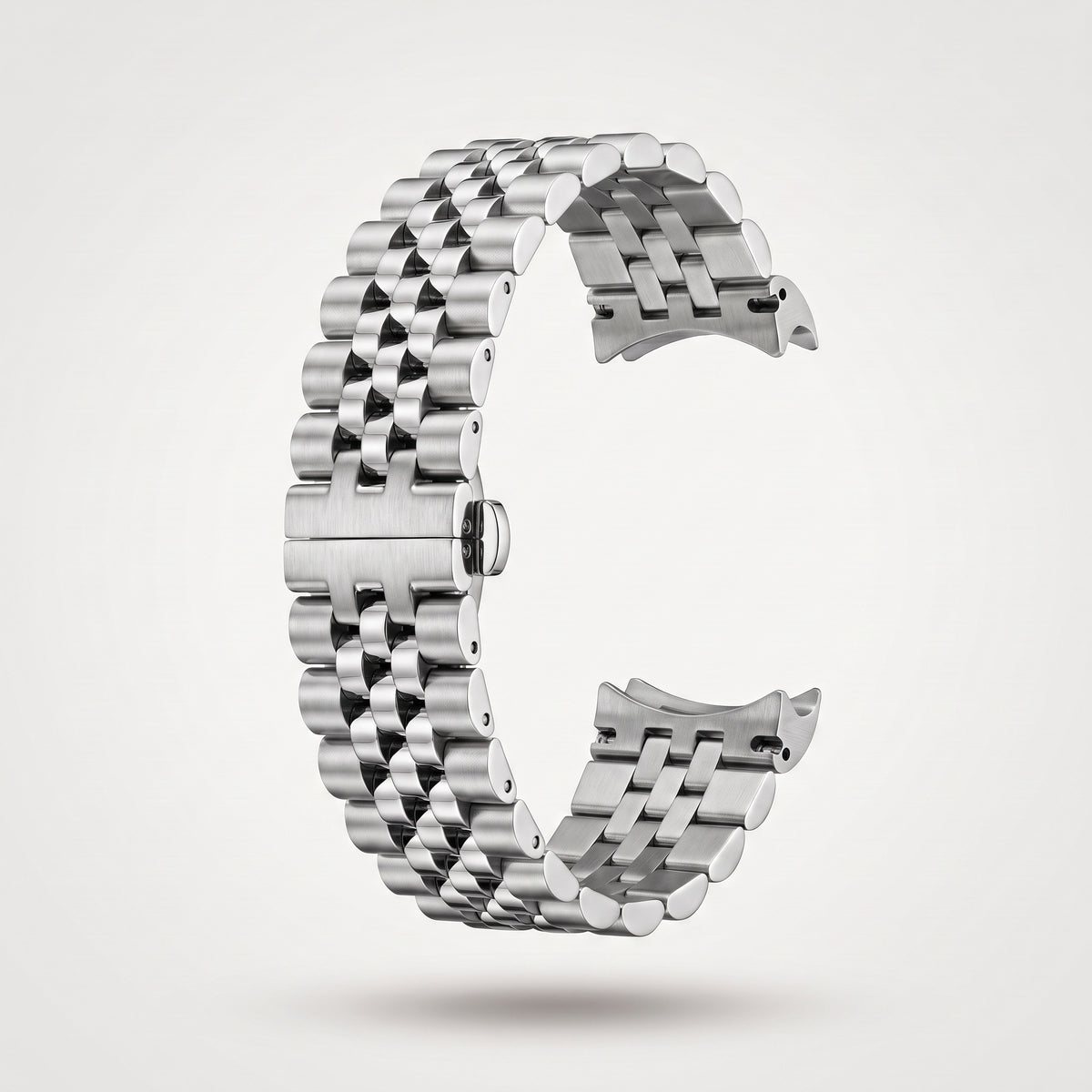 Five-row Jubilee bracelet for the Chrono Mod Lady Date in brushed and polished stainless steel, with concealed butterfly clasp