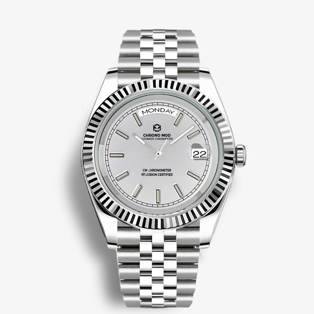 Classic Date – Día Blanco Day-Date Sunburst