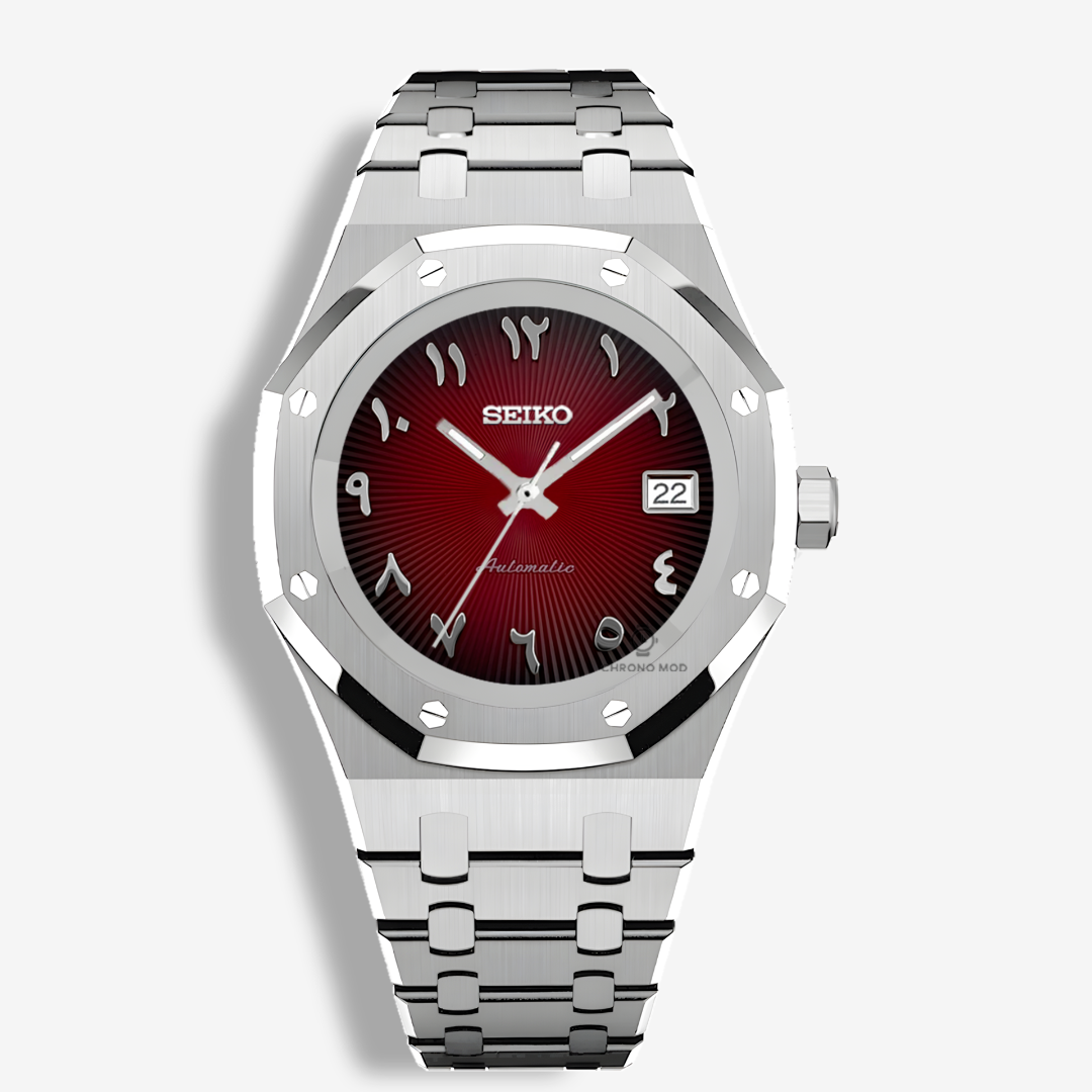 Seiko Mod Royal Oak Árabe Automático Rojo