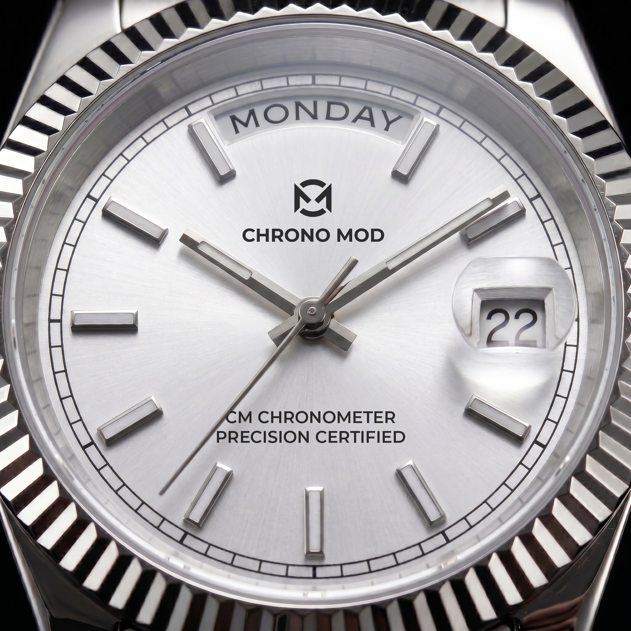 Classic Date White Day-Date - dial macro