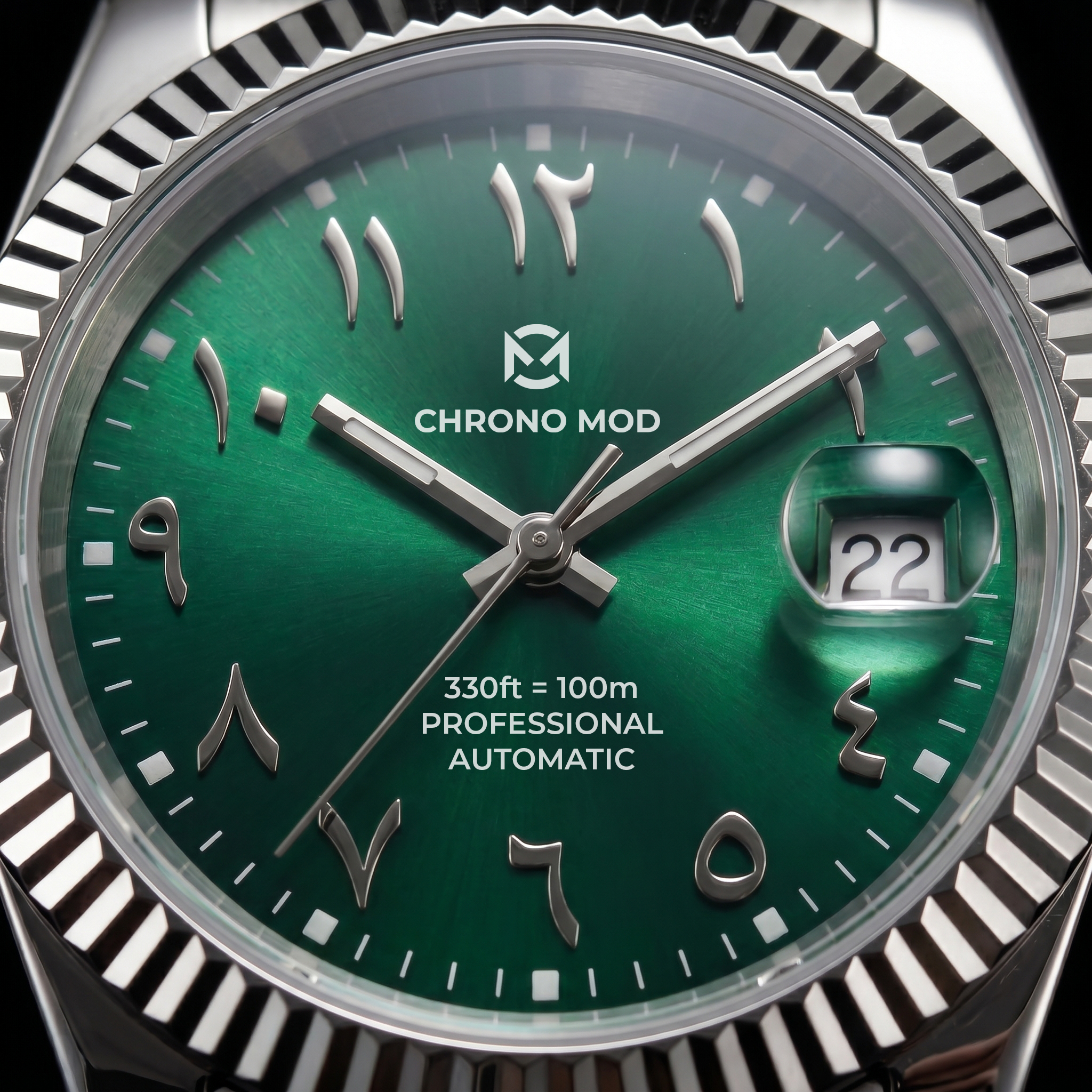 Classic Date – Profesional con esfera árabe verde