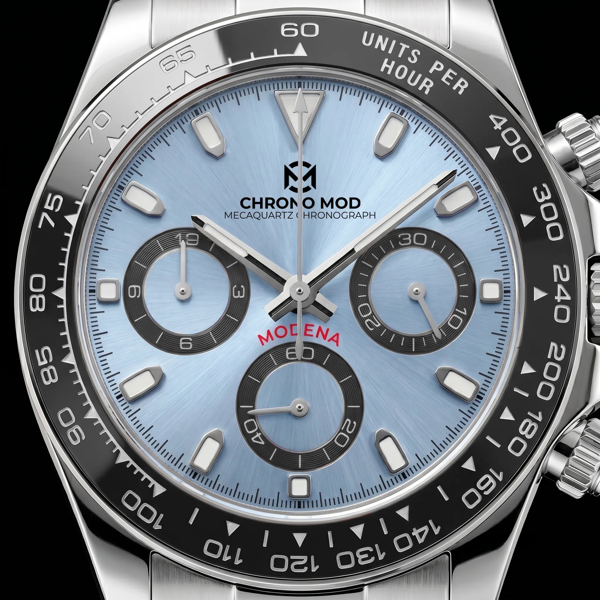 Chrono Mod Modena ice-blue cadran-macro