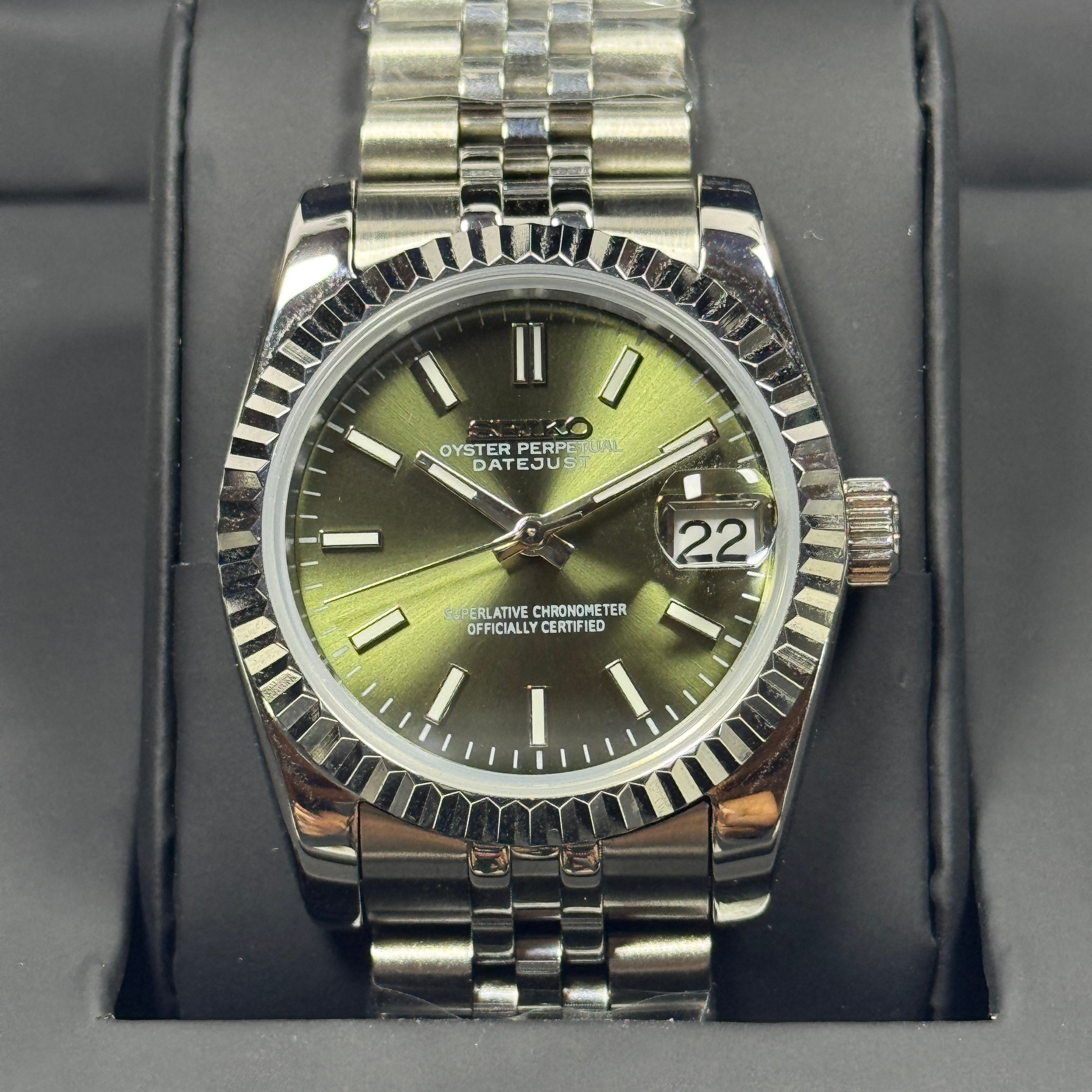 Seiko Mod Datejust Arabe Oyster Perpetual | Kaki