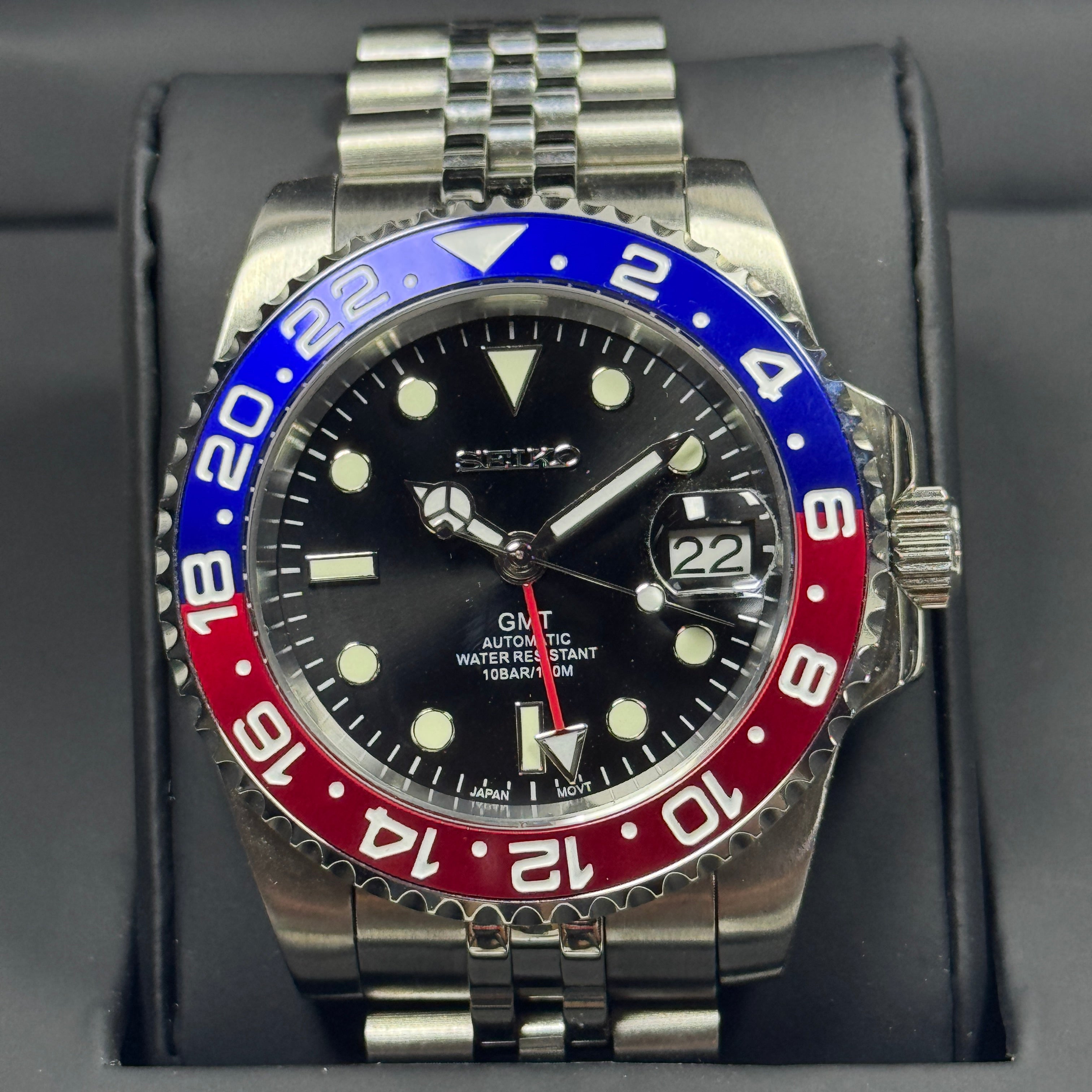 Seiko Mod Gmt | Bleu & Rouge