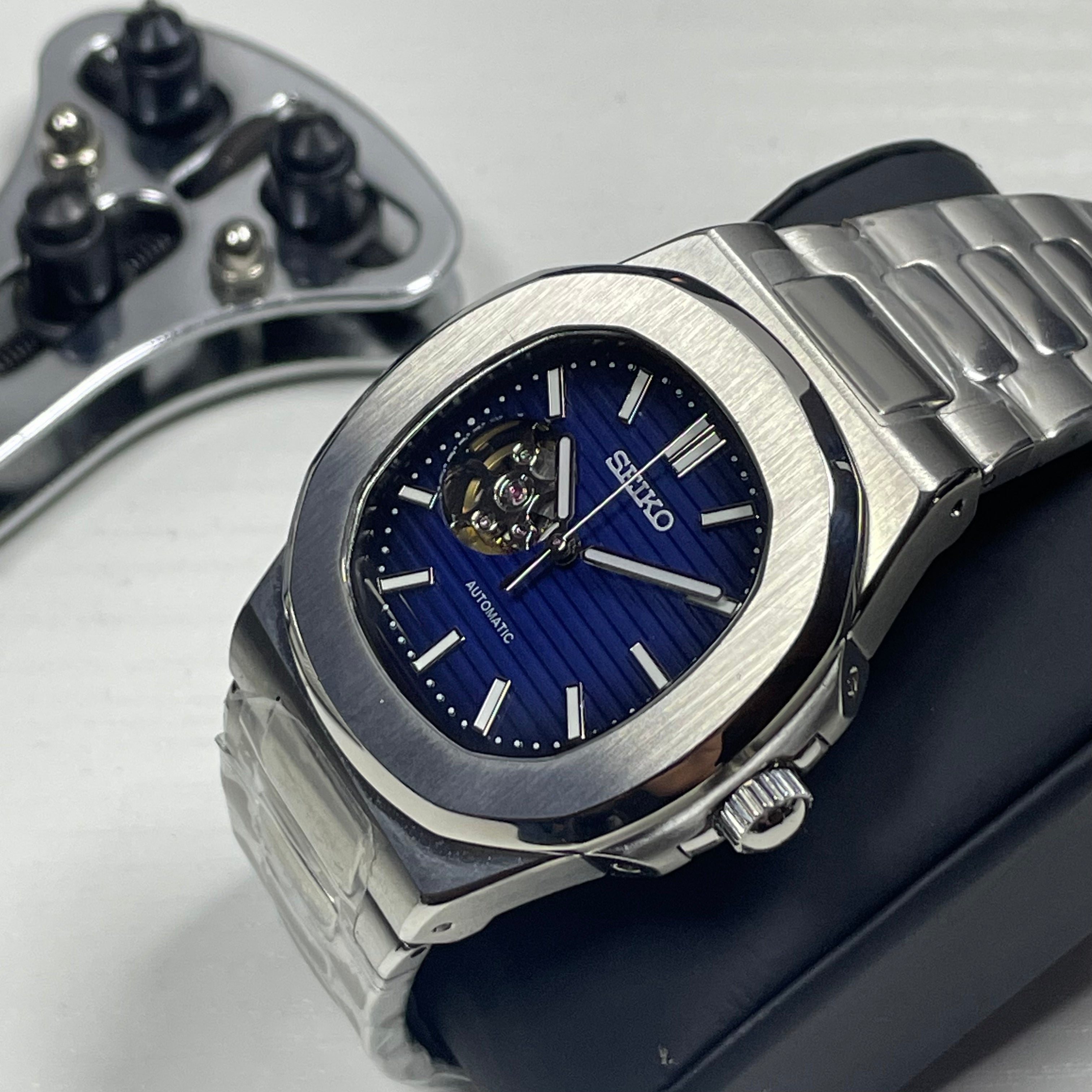 Seiko Mod Nautilus Open Heart | Azul