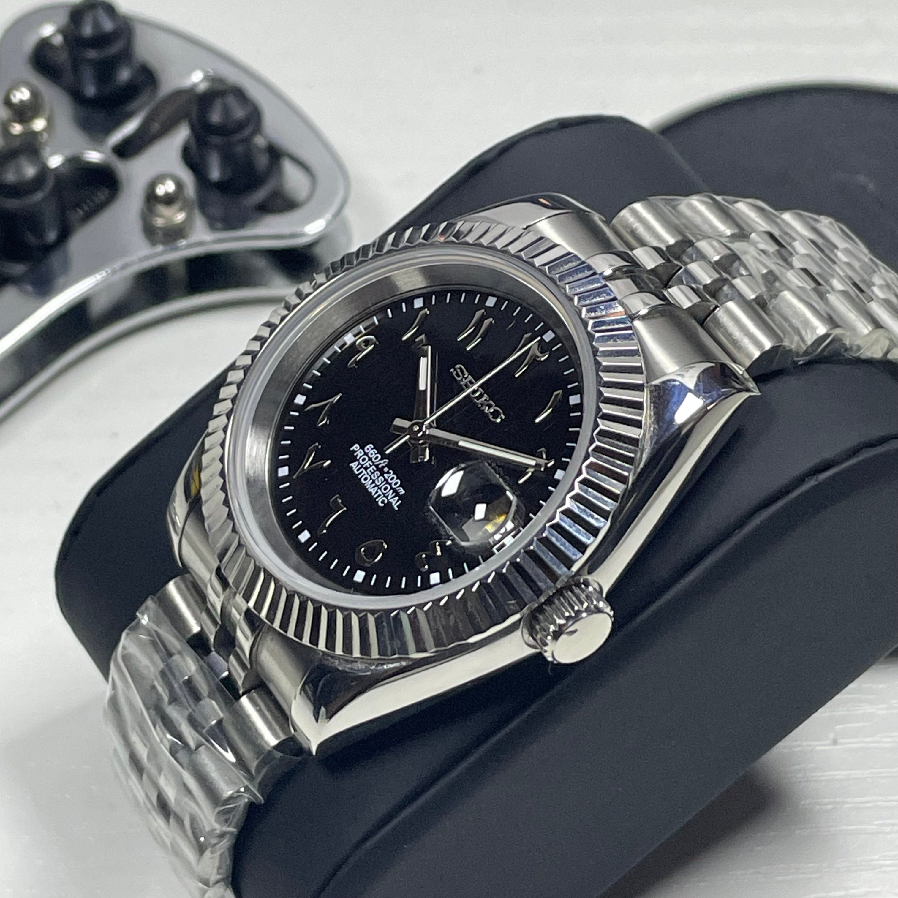 Seiko Mod Datejust Arabe Professionnel | Noir