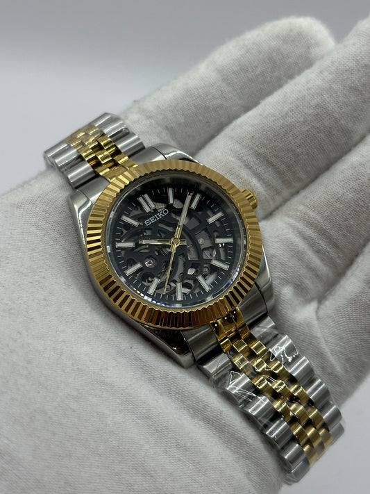 SeikoMod DateJust Squelette Or 39mm NH72A