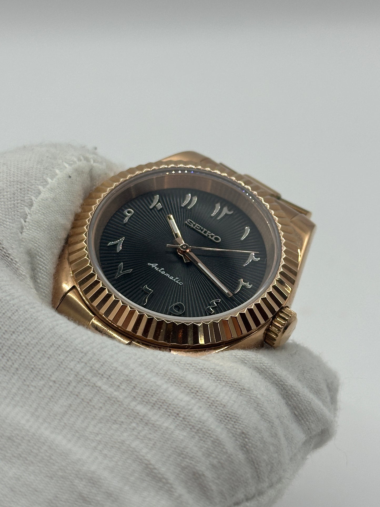 SeikoMod DateJust Or Rose Cadran Noir Arabe NH35