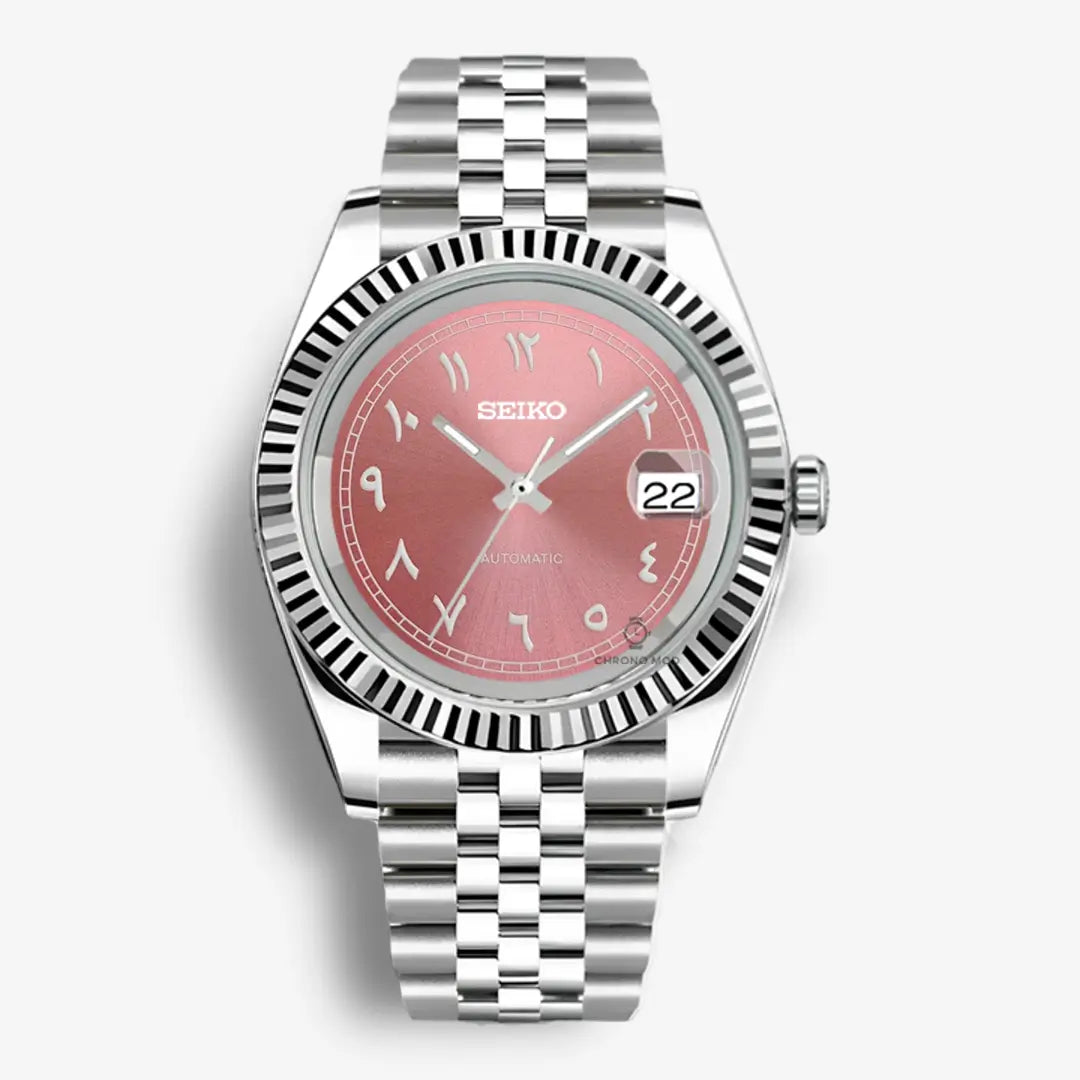 Seiko Mod Datejust Arabic Automatic | Pink Chrono Mod