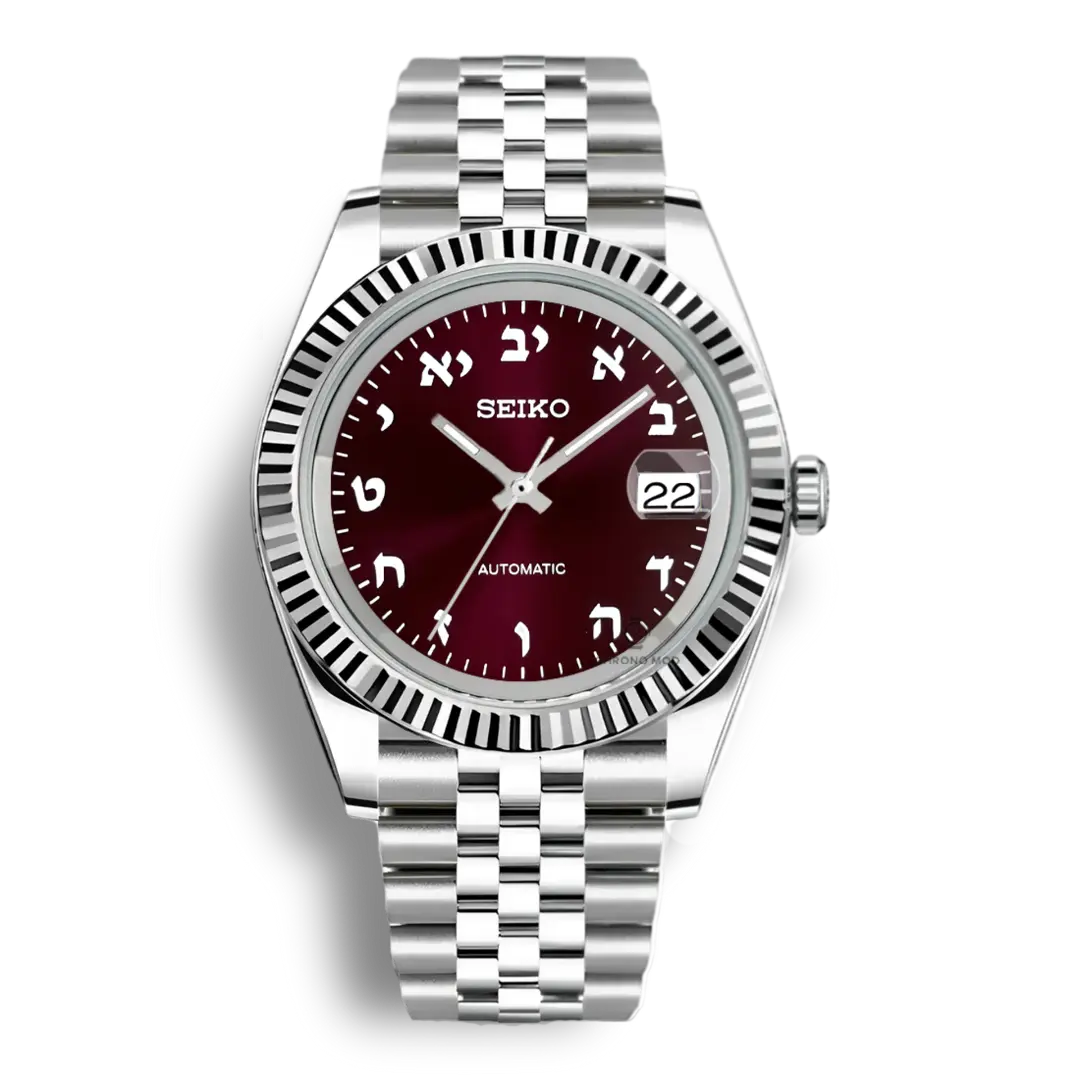 Seiko Mod Datejust Hebrews Automatic | Red - Chrono Mod
