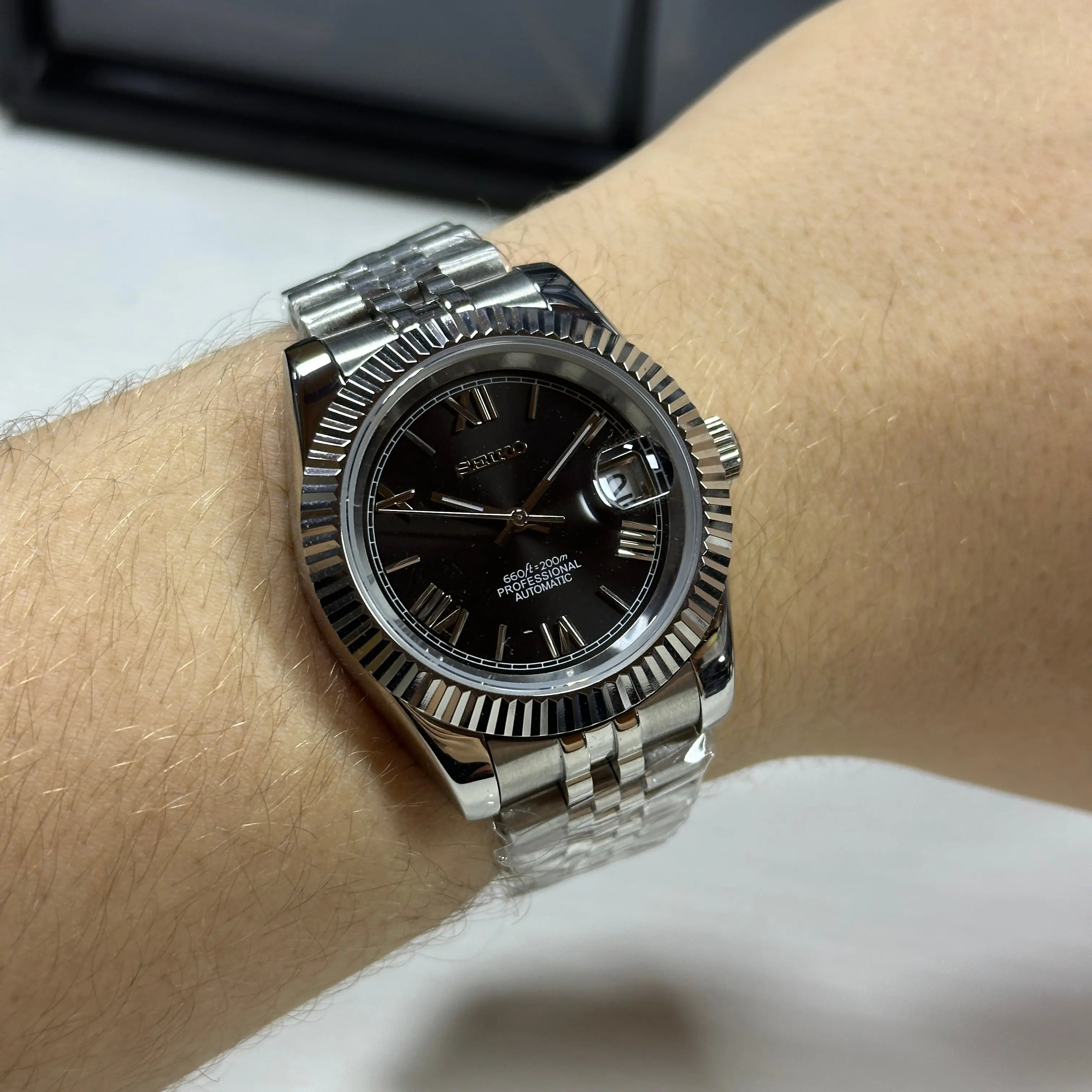 Seiko Mod Datejust Roman | Black Chrono Mod