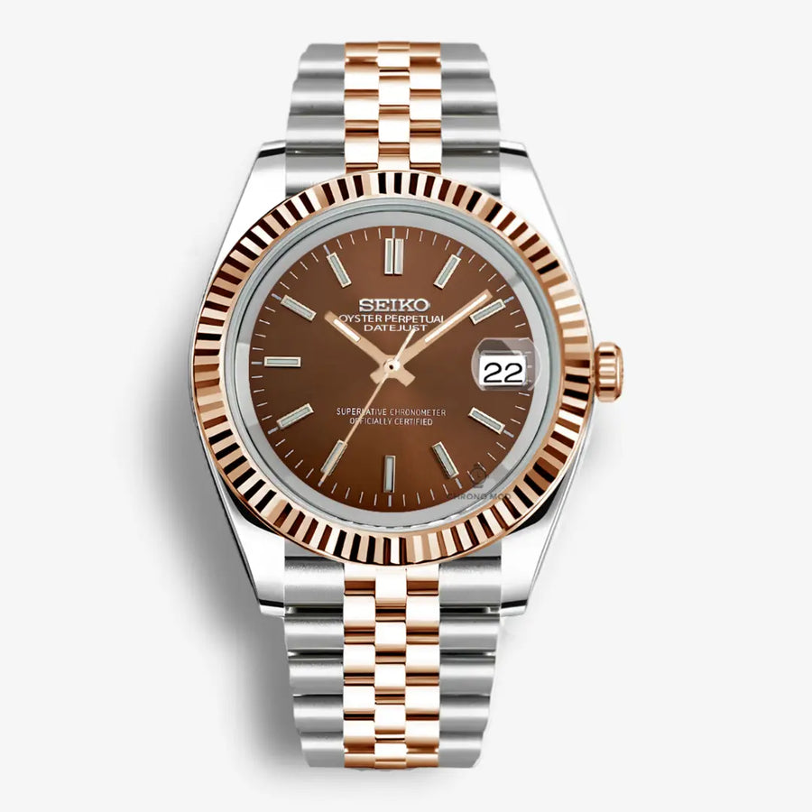 Seiko Mod Datejust Sunburst Jubilee | Chocolate