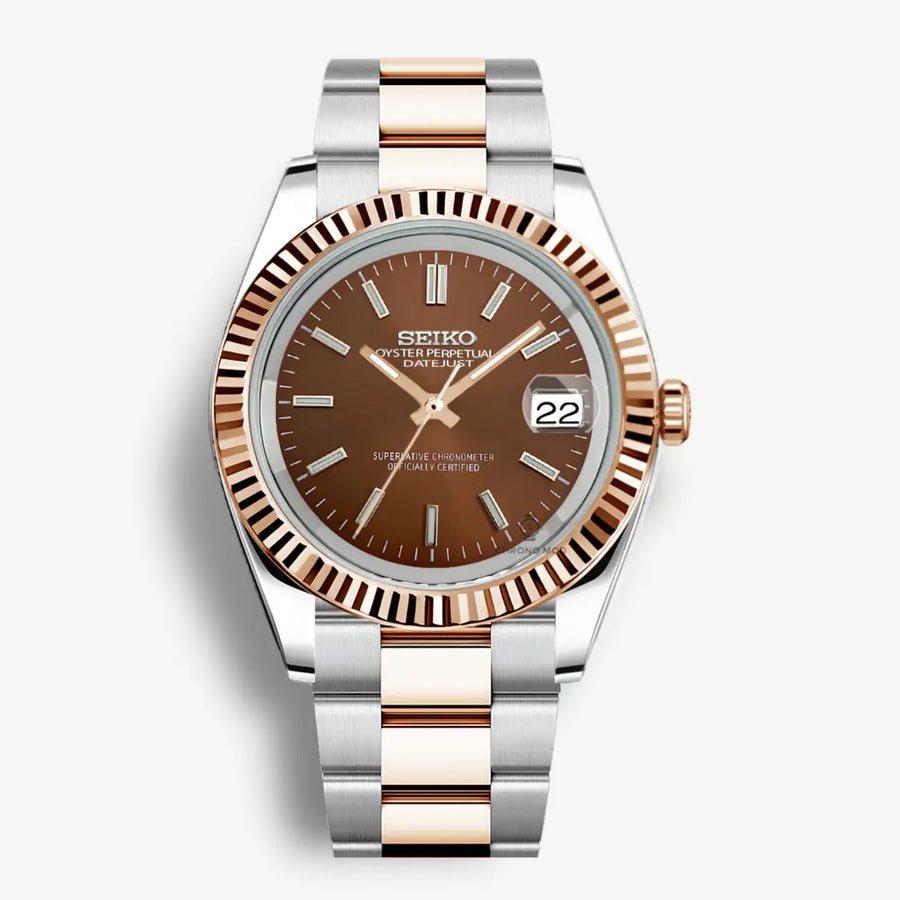 Seiko Mod Datejust Sunburst Oyster | Chocolate