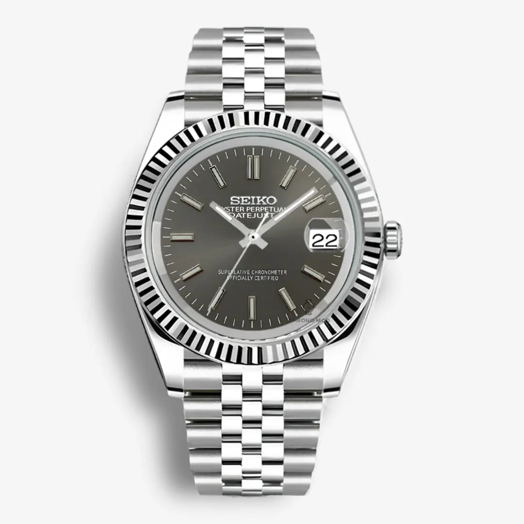 Seiko Mod Datejust Sunburst | Grey Chrono Mod