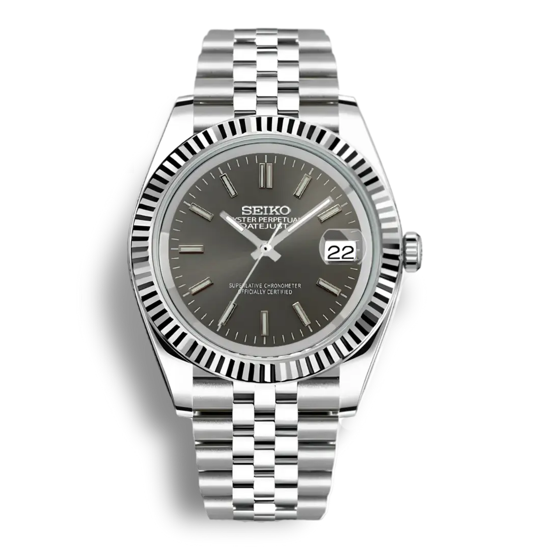 Seiko Mod Datejust Sunburst | Grey - Chrono Mod