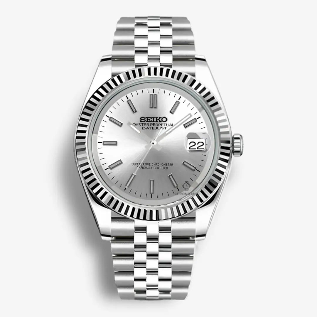 Seiko Mod Datejust Sunburst | White Chrono Mod
