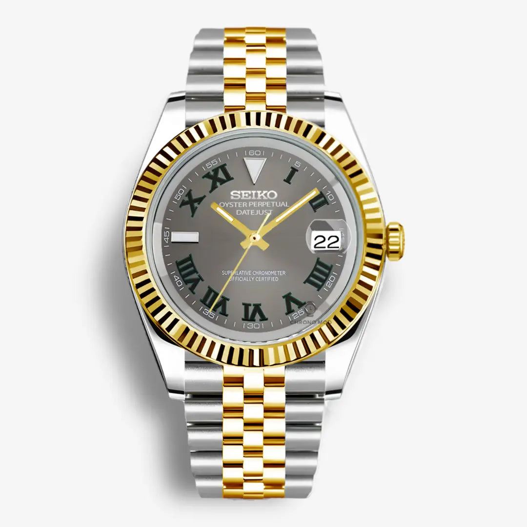 Seiko Mod Datejust Wimbledon | Rolesor Gold Chrono Mod